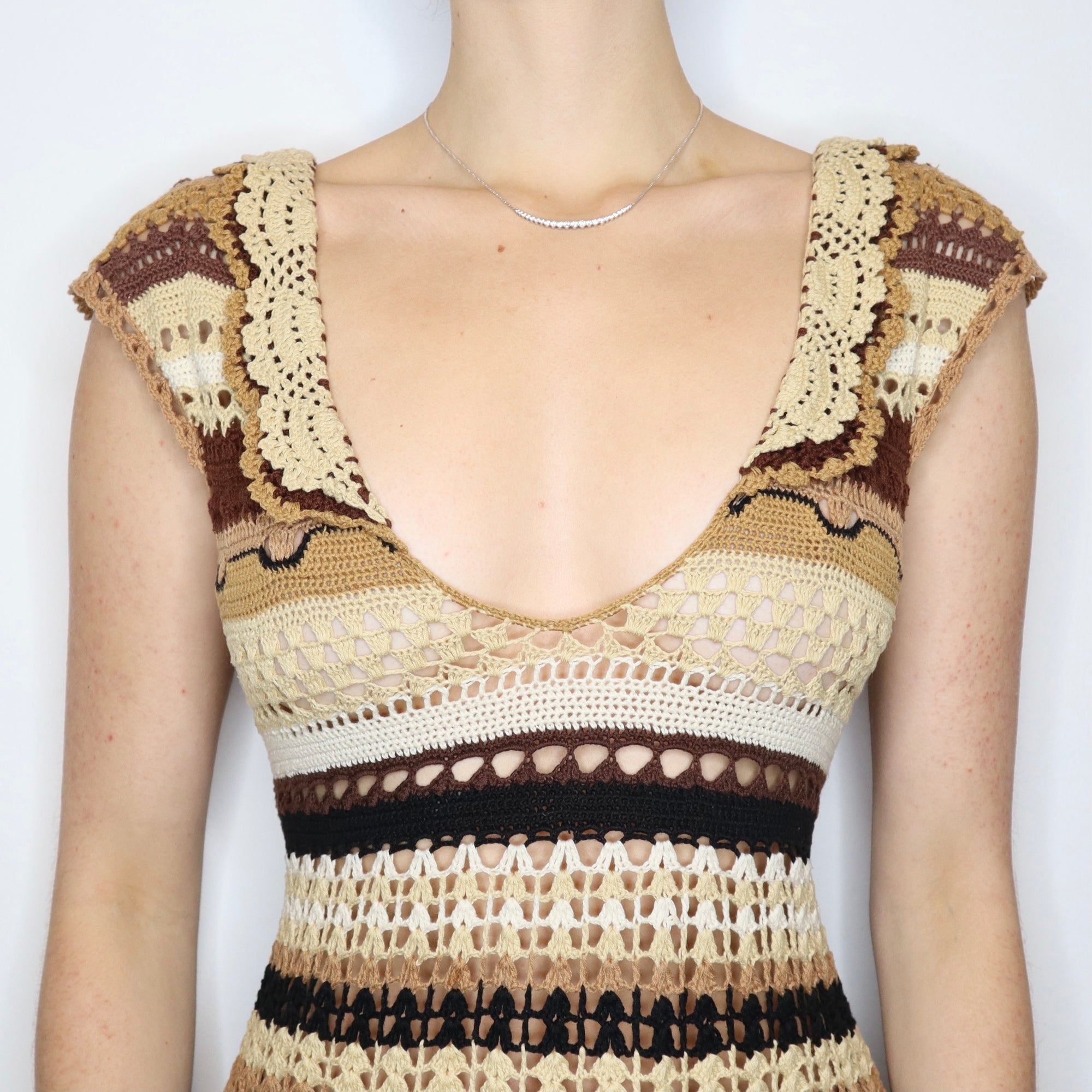 Vintage Early 2000s Betsey Johnson Brown Crocheted Dress - Imber Vintage Vintage Early 2000s Betsey Johnson Brown Crocheted Dress - Imber Vintage