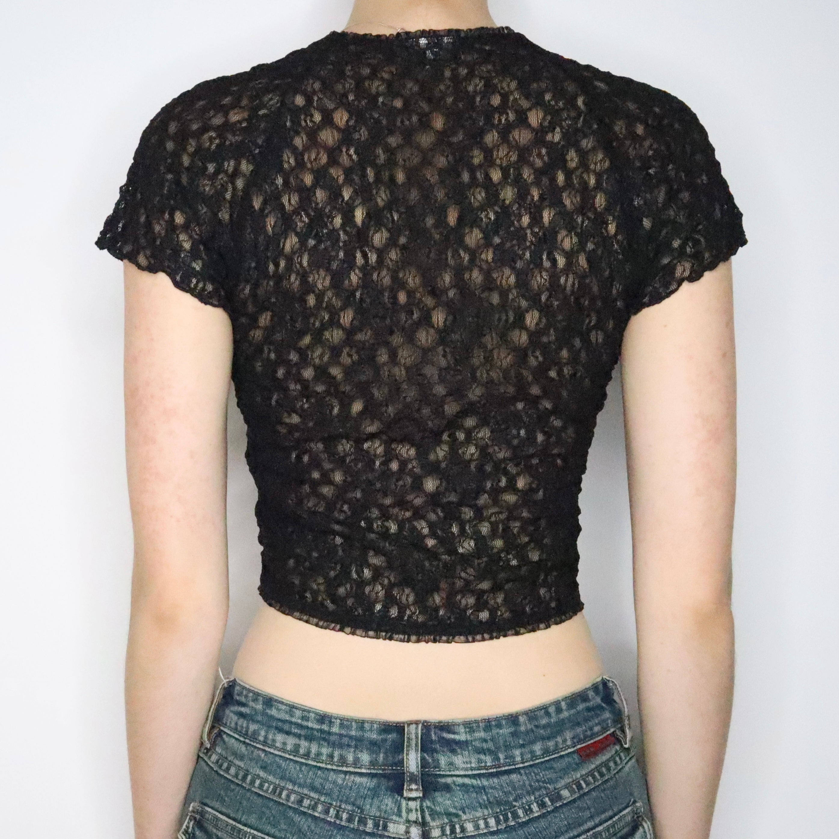 Black Mesh Lace Cardigan (S-M)