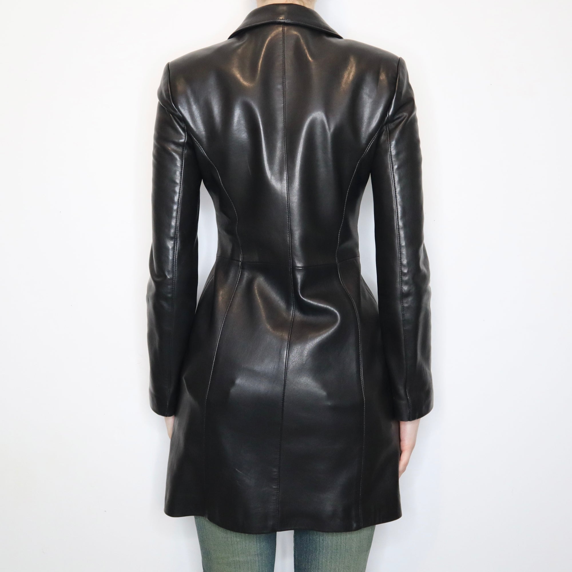 Long Black Leather Jacket 
