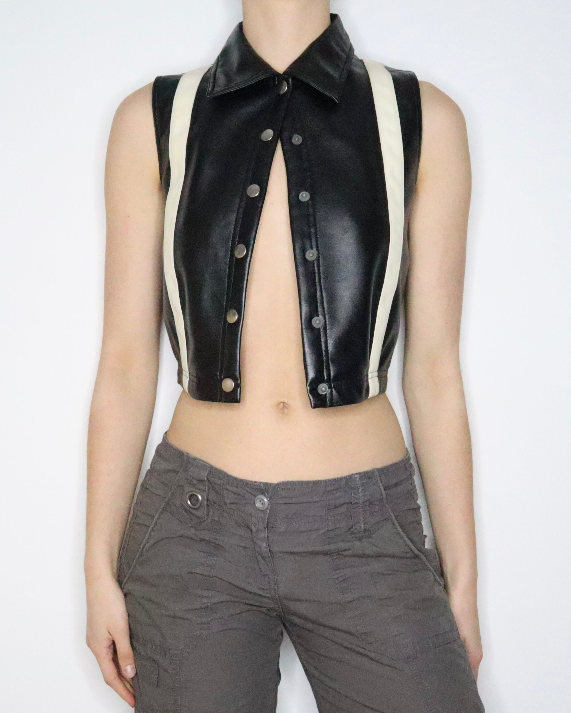 Black Faux Leather Vest (Small) 