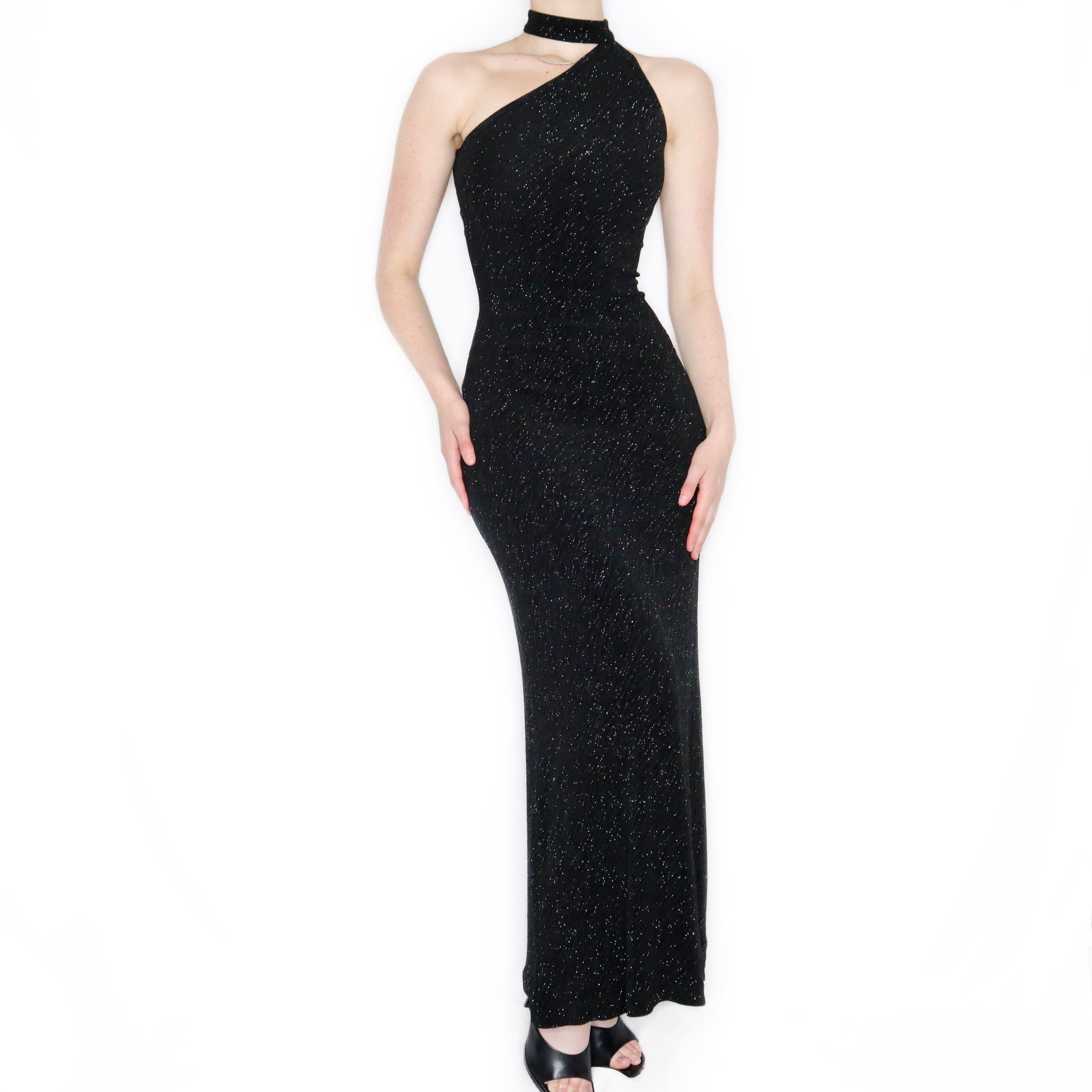 Vintage 90s Black Glitter Gown - Imber Vintage Vintage 90s Black Glitter Gown - Imber Vintage