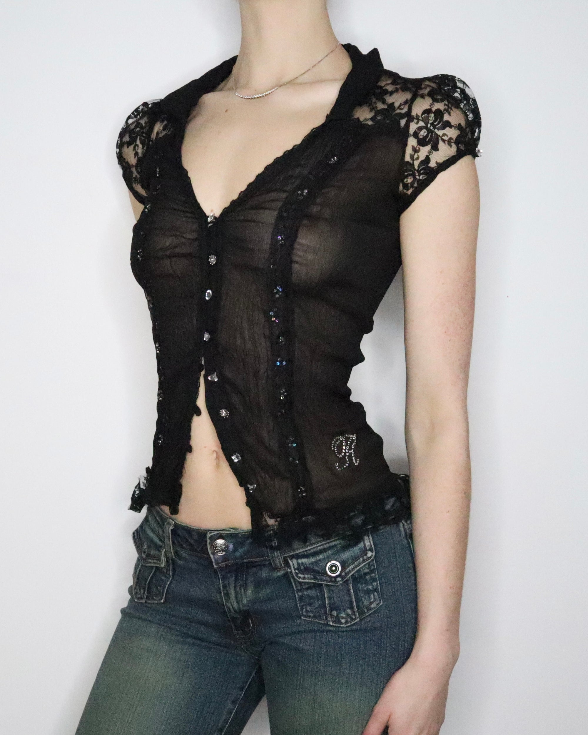 Sheer Black Blouse (Small) 