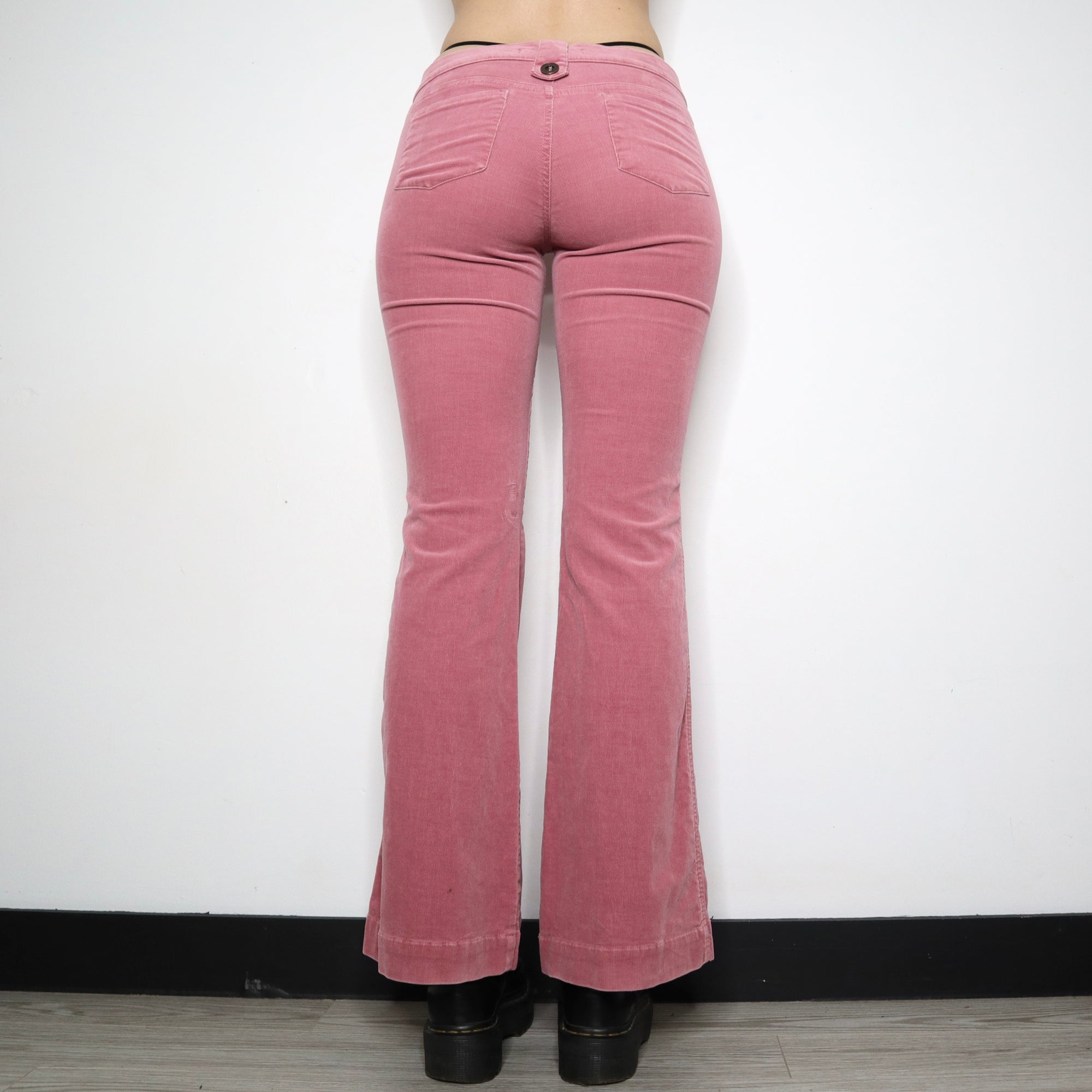 Vintage Early 2000s Dusty Pink Low Rise Corduroy Flare Pants