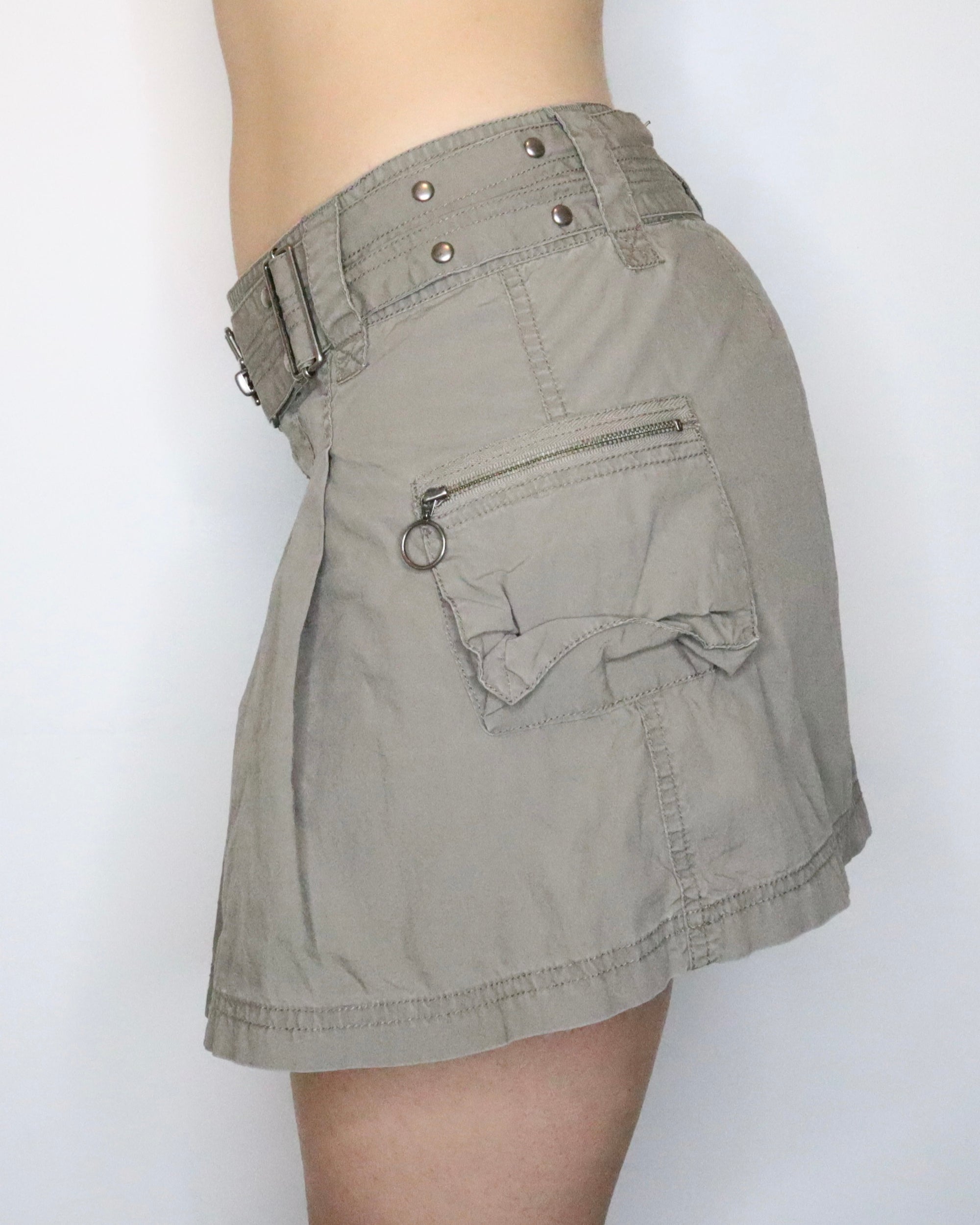 Belted Khaki Cargo Skirt (Small) 