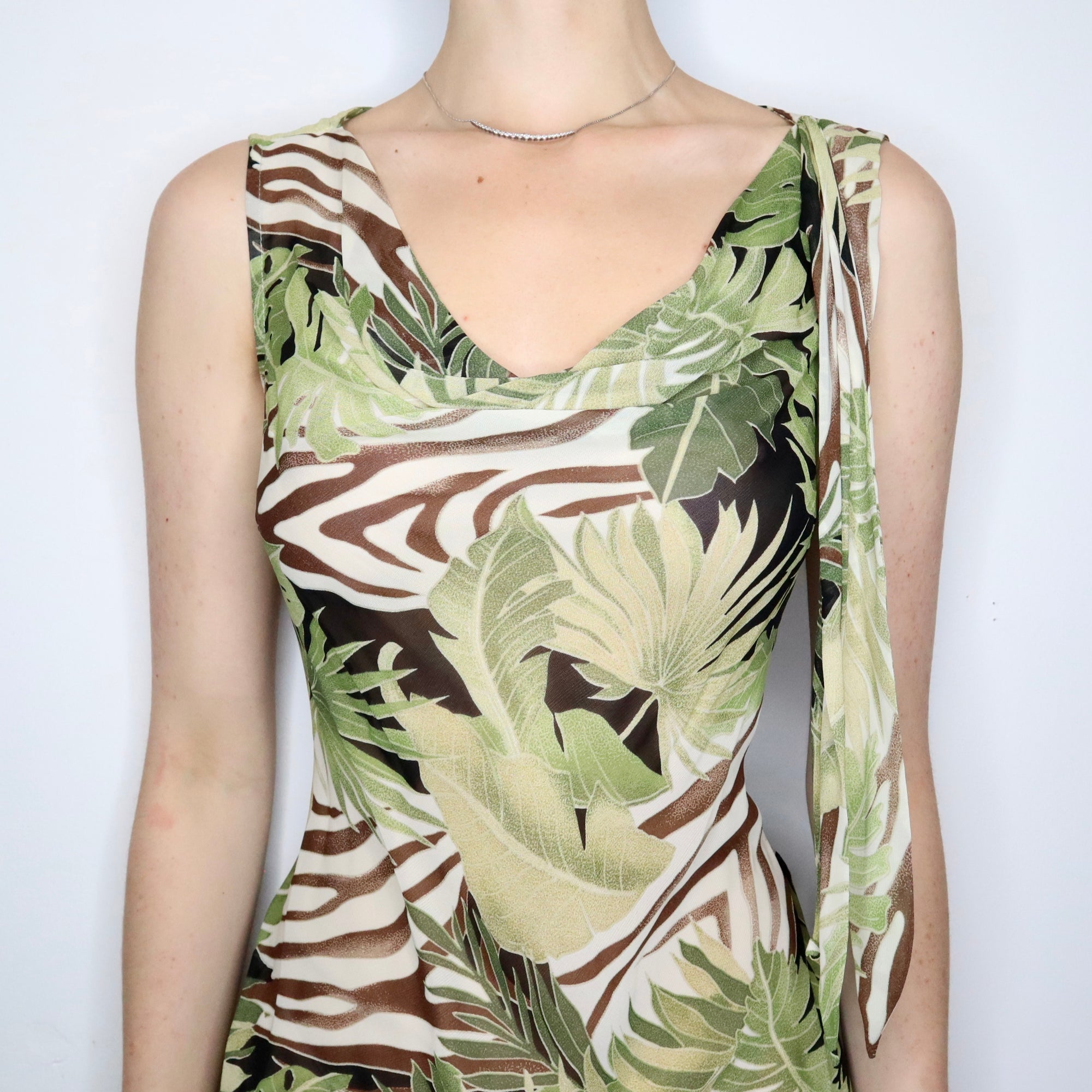 Tropical Cowl Neck Dress (M-L)