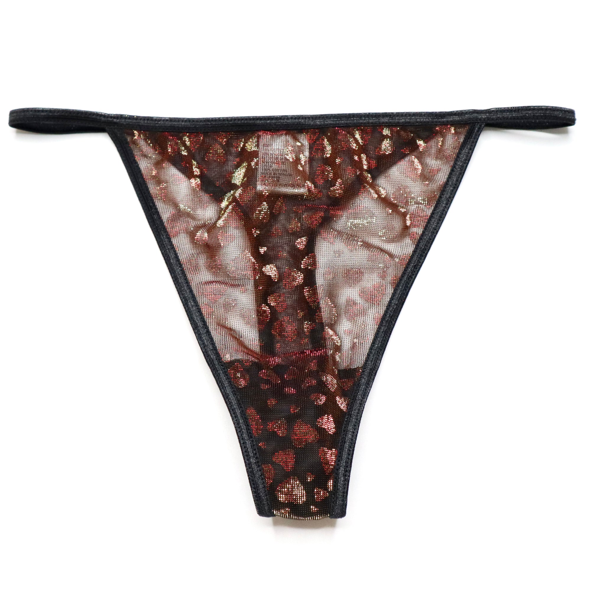 Vintage Y2K Iridescent Hearts High Cut Thong