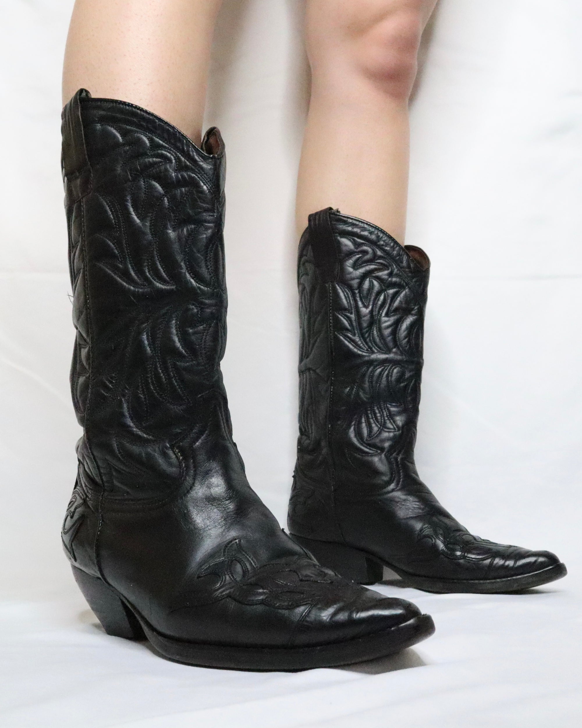 Black Cowboy Boots (6.5-7 US) 