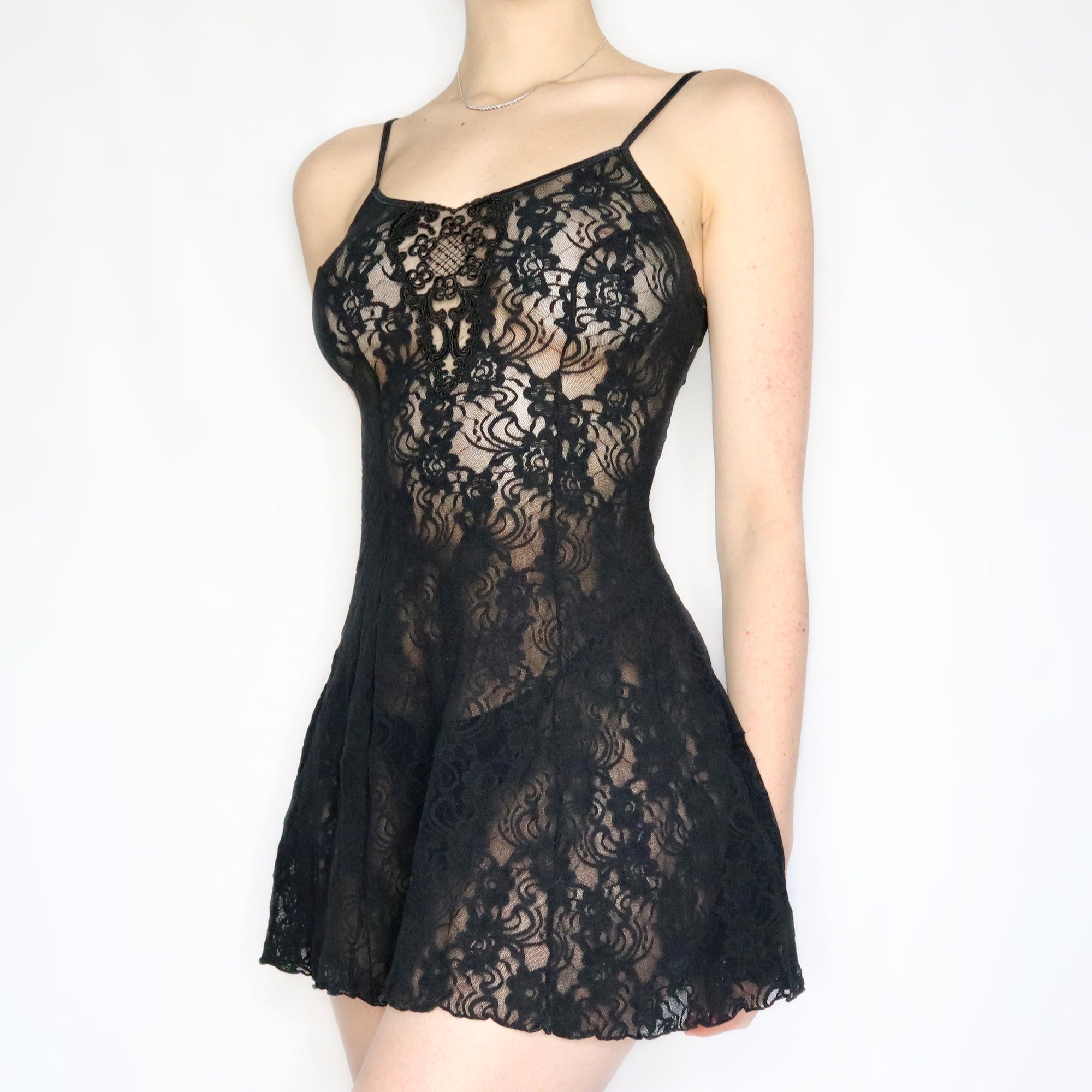 Vintage Y2K Black Lace Slip Dress