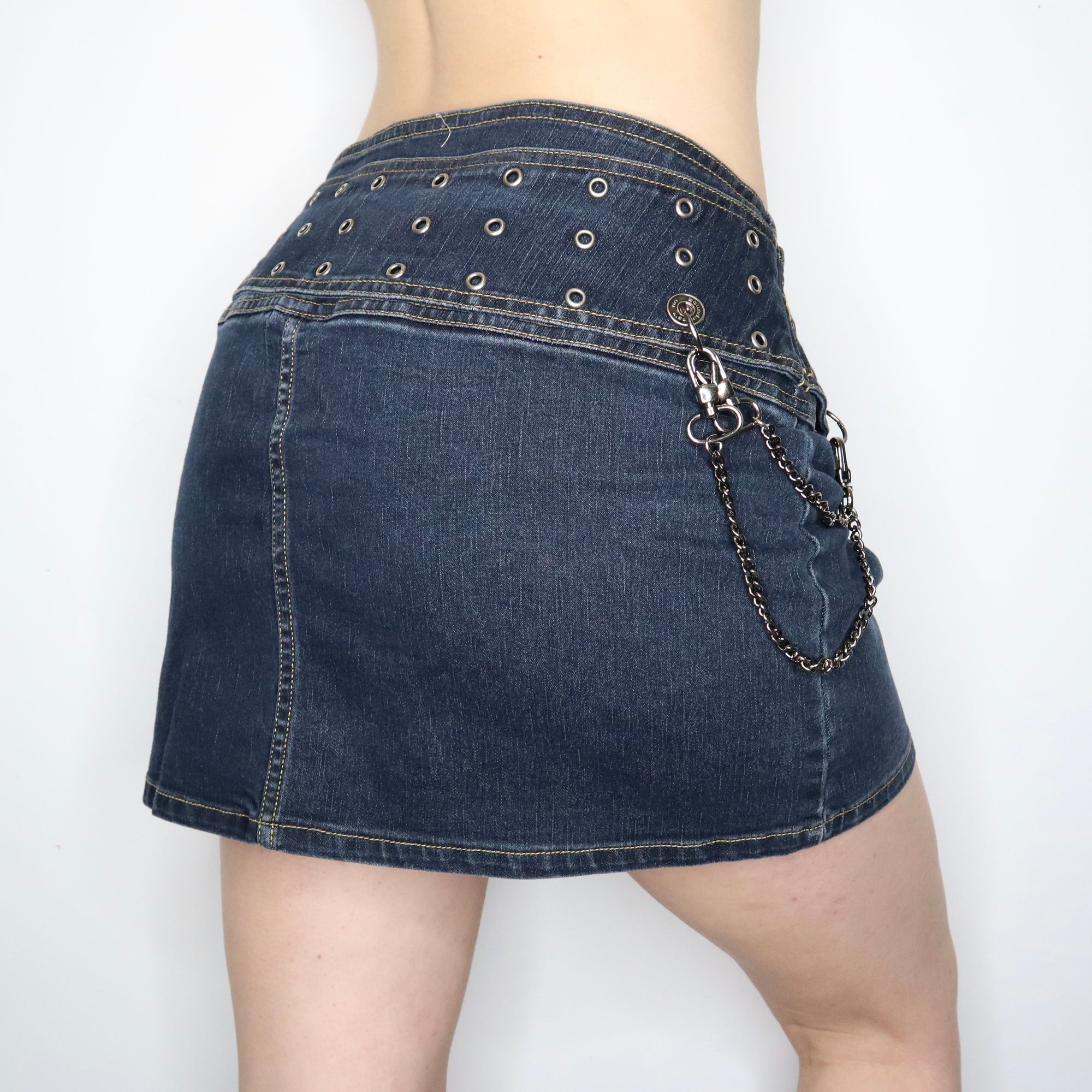 Belted Denim Mini Skirt 