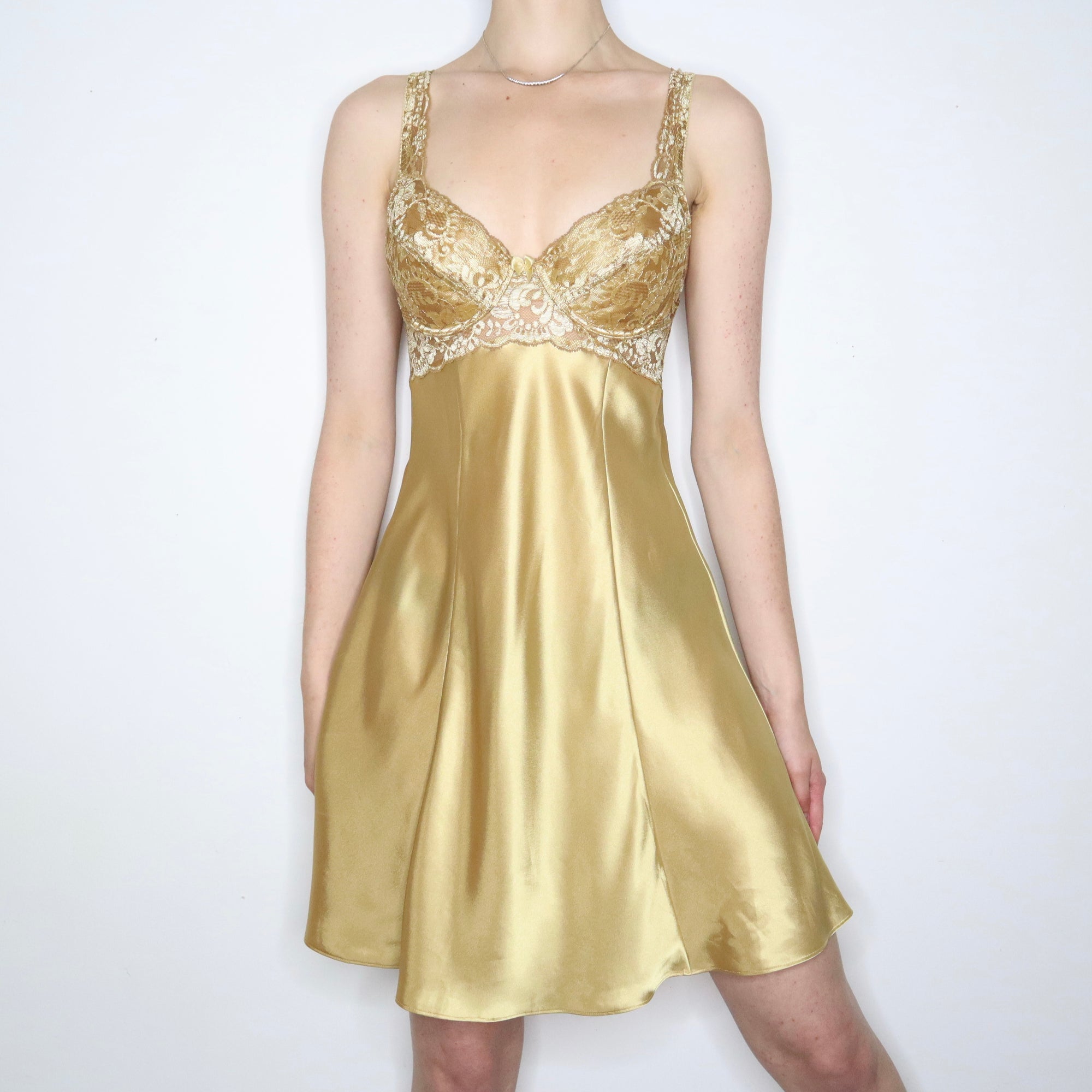 Gold Satin Bustier Dress 