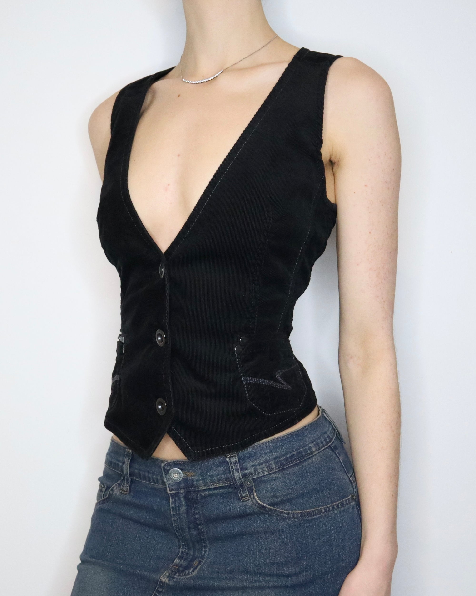 Black Corduroy Vest (M-L) 