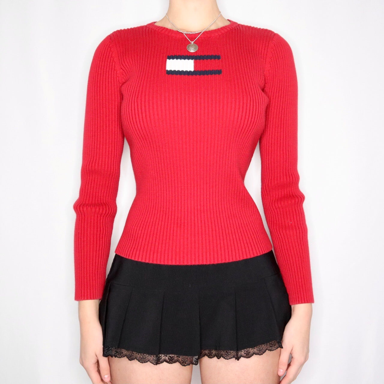 Vintage Early 2000s Red Tommy Hilfiger Logo Sweater