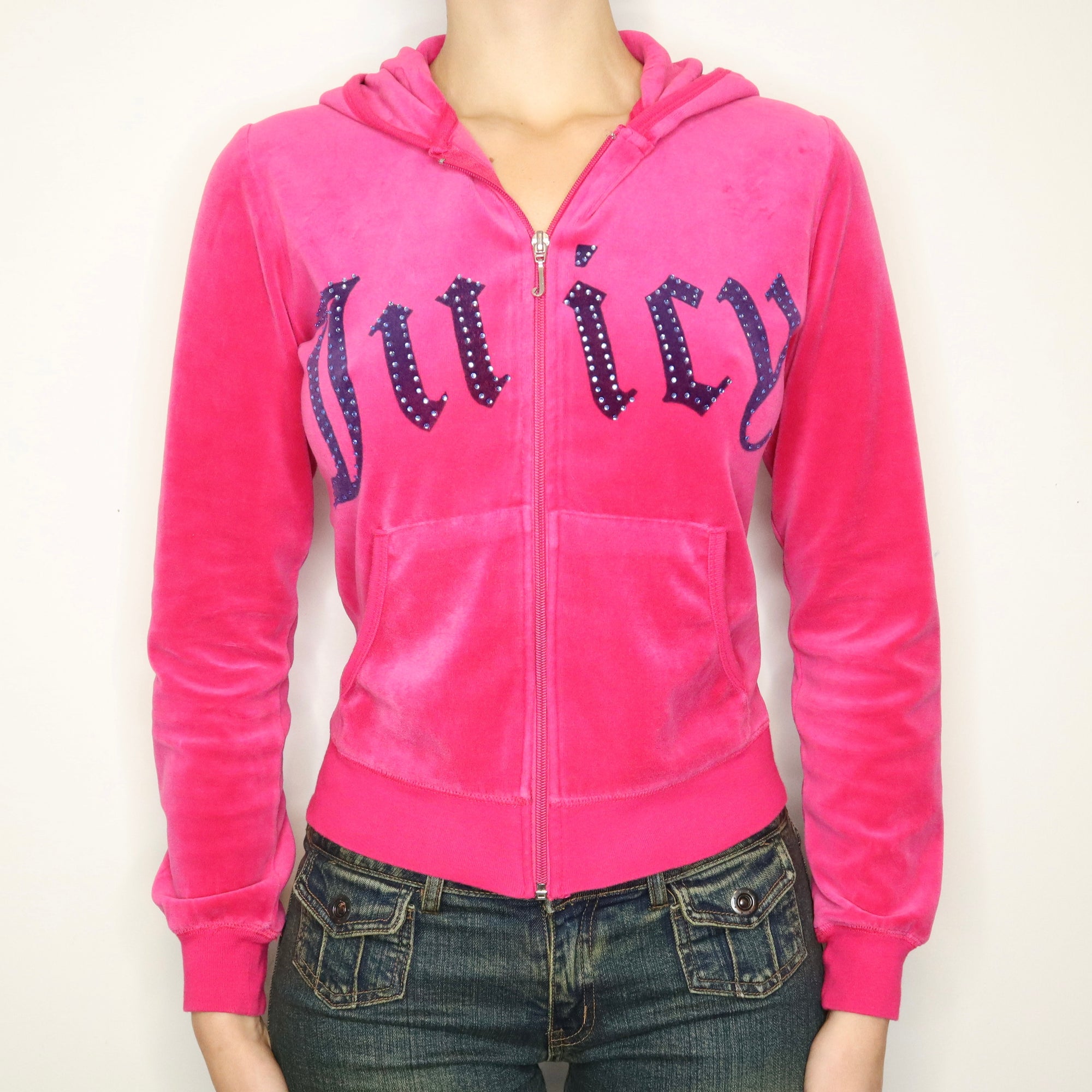 Vintage Early 2000s Juicy Couture Hot Pink Velour Hoodie