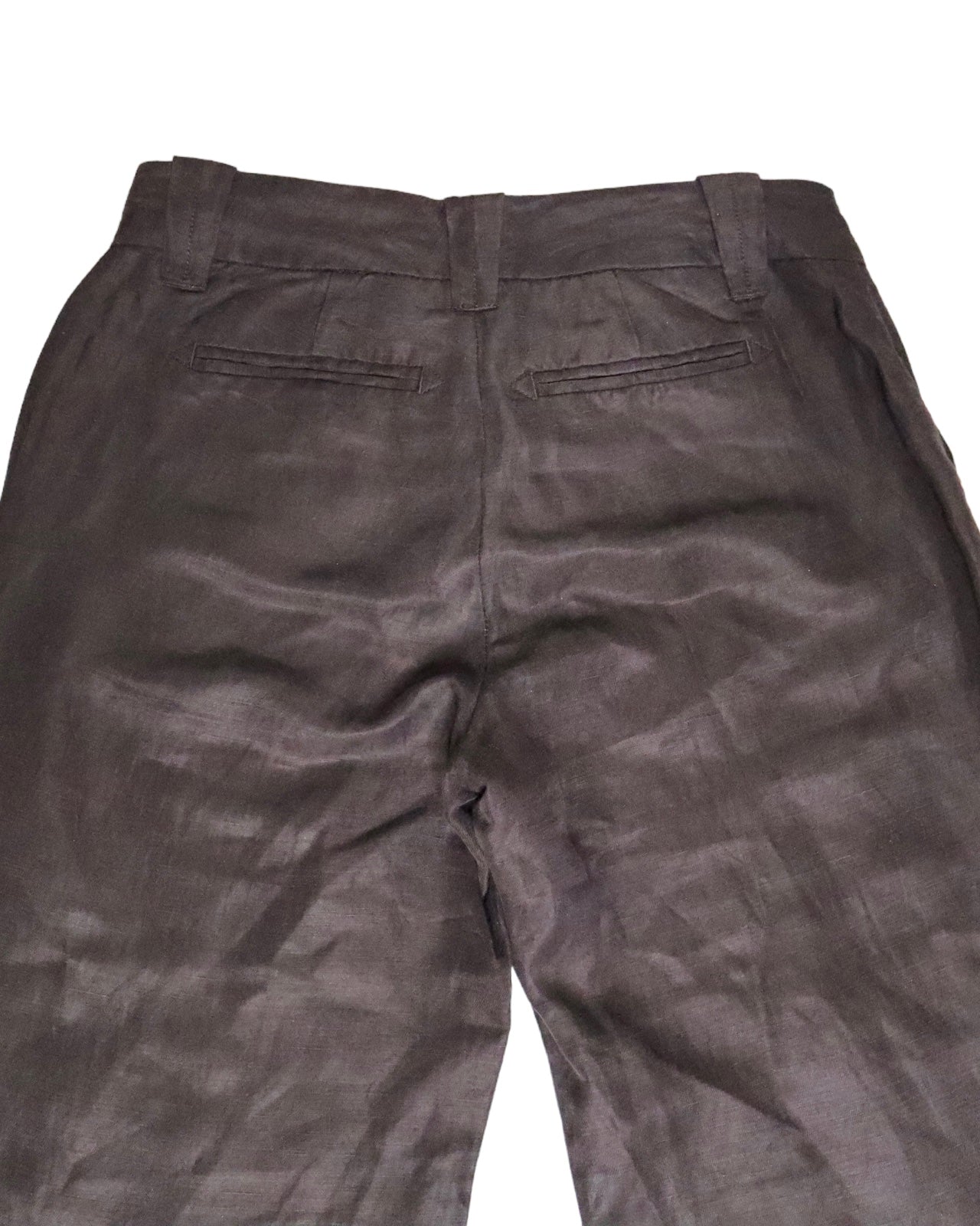 Brown Linen Wide Leg Pants (XS) 
