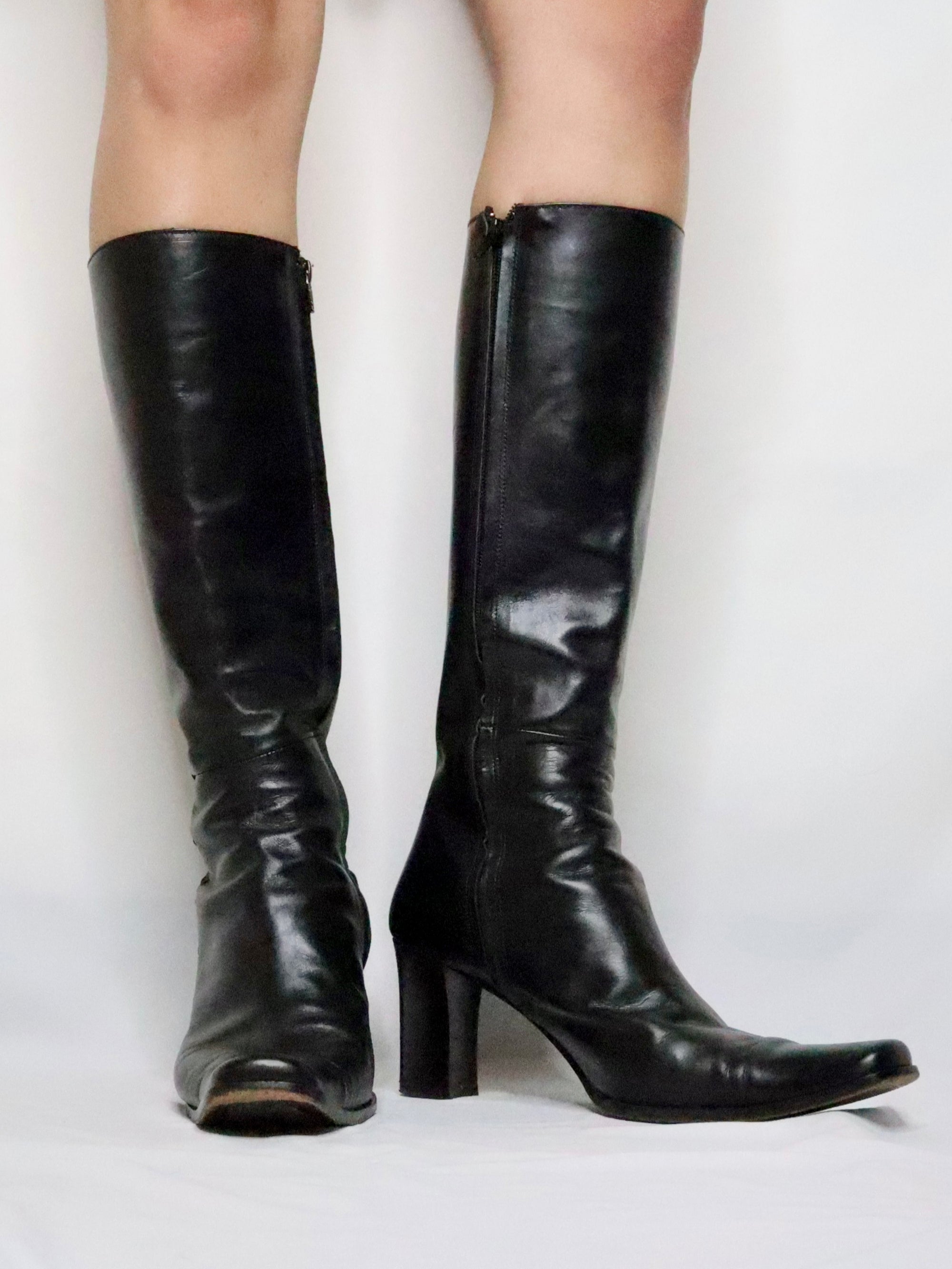 Italian Black Knee High Boots (8.5-9 US/40 EU)