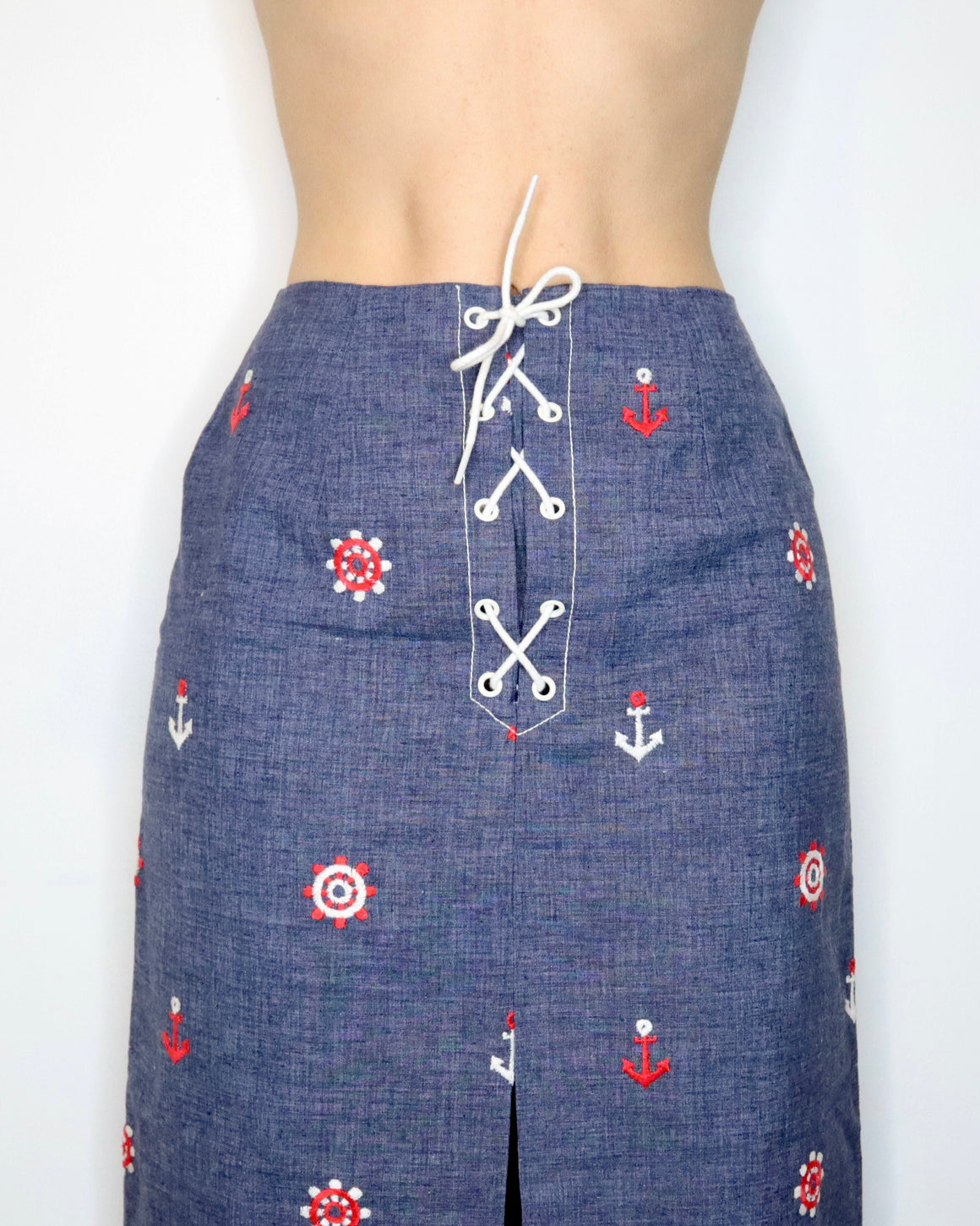 70s Denim Maxi Skirt (Small) 