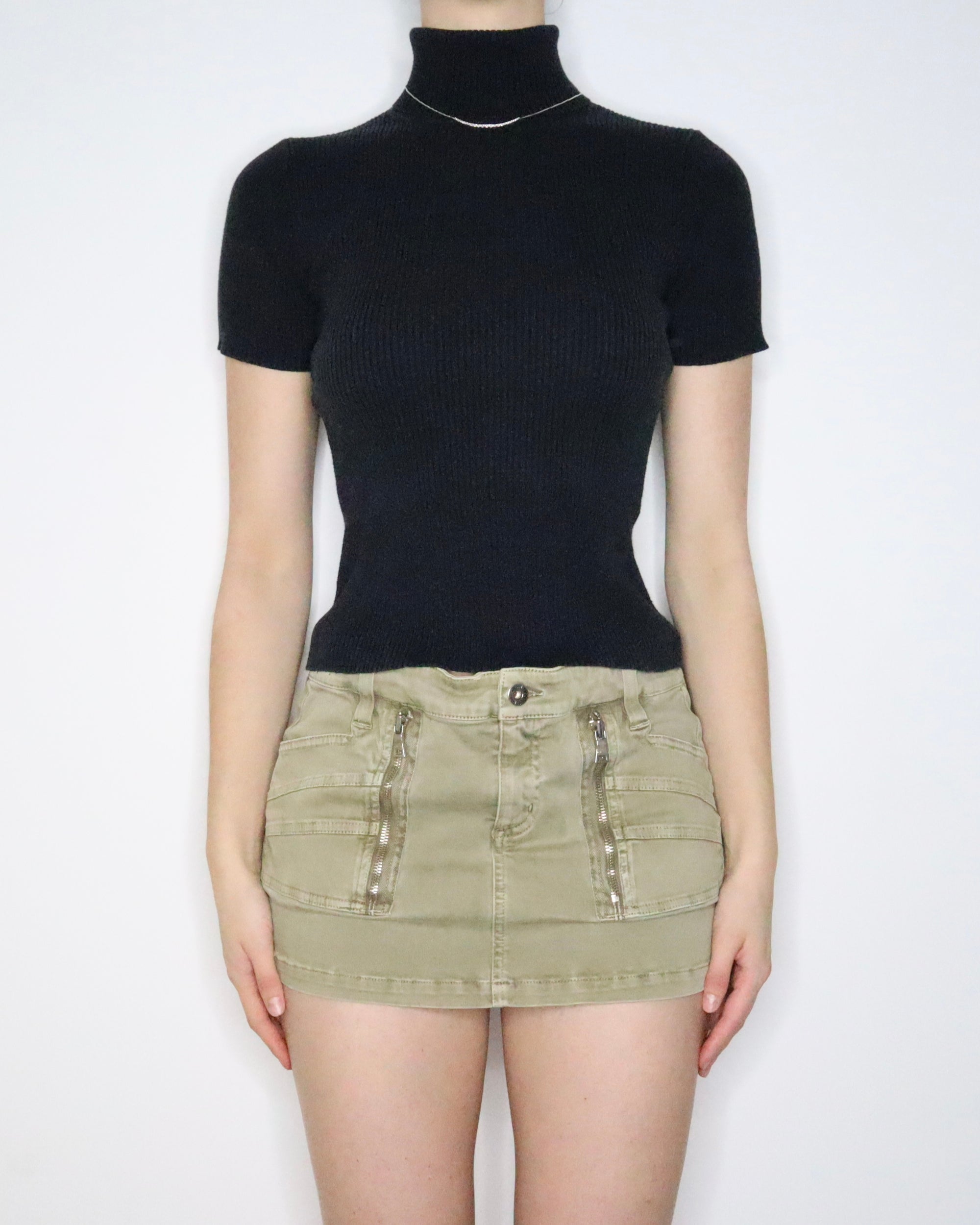 Black Short Sleeve Turtleneck (S-M) 