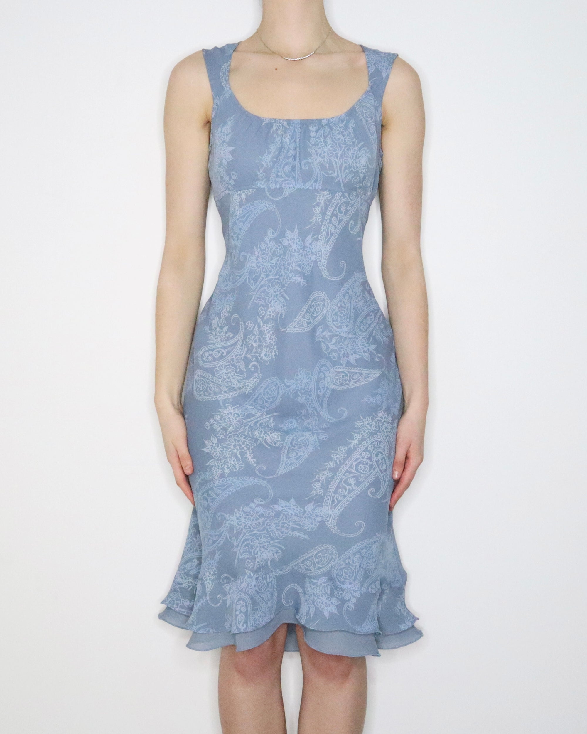 Blue Paisley Midi Dress (Large) 