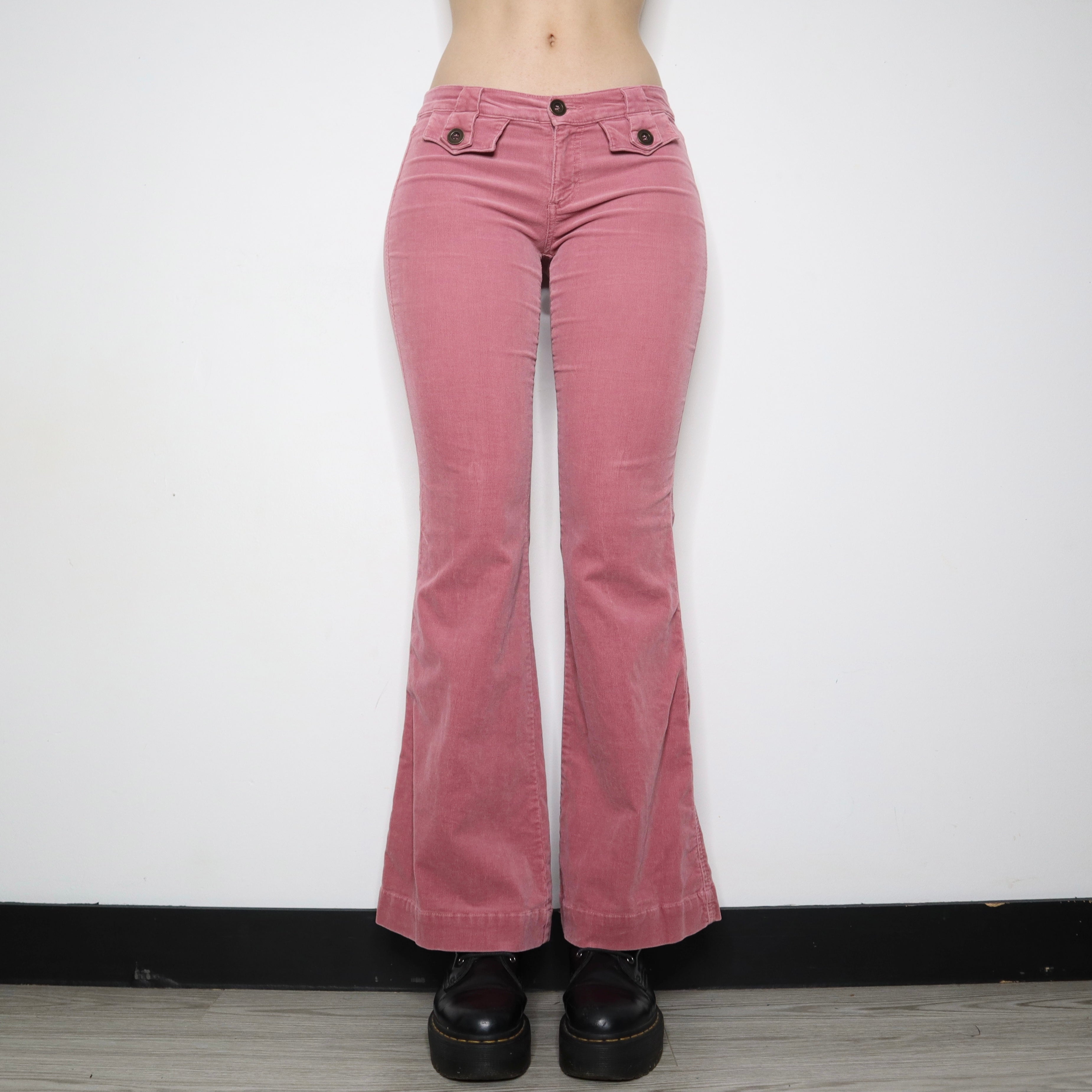 Pink Heart High Waist Flare Pants Hippie Summer Love Trousers Bell Bottom  Jeans