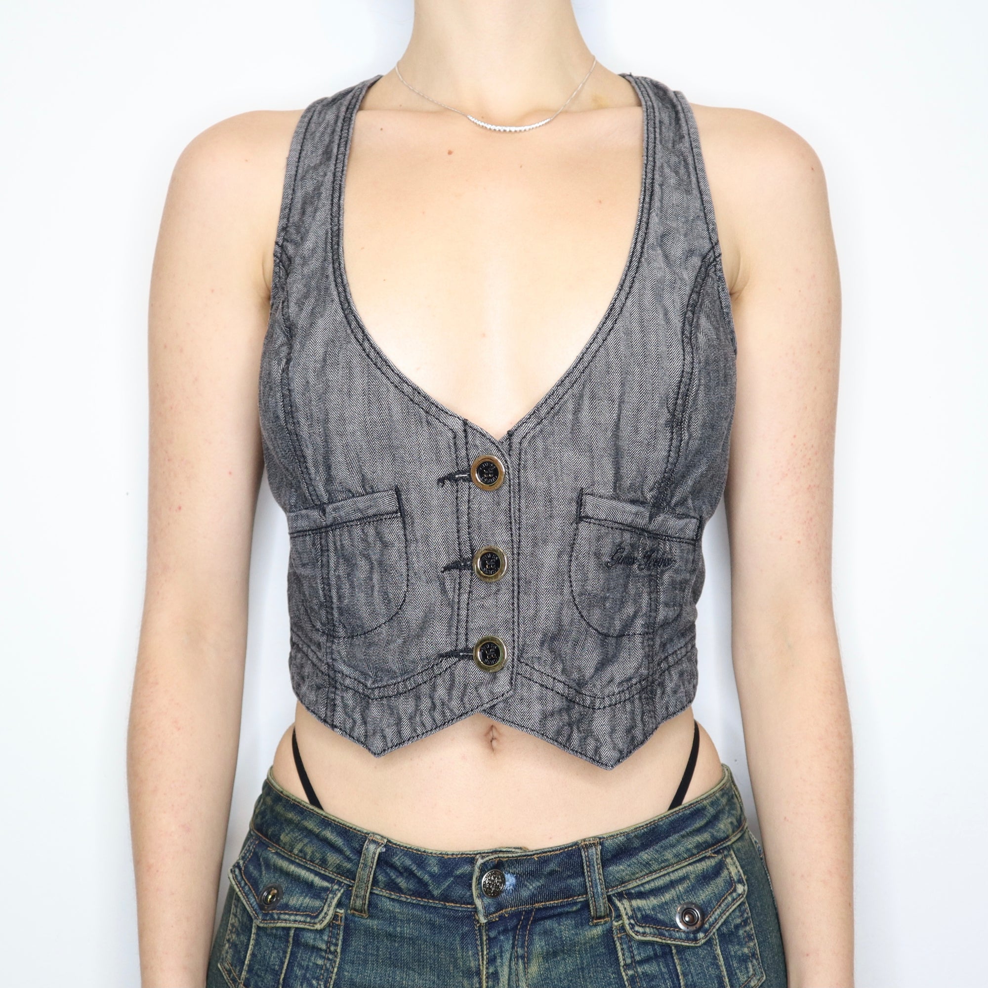 Vintage Early 2000s Guess Grey Mini Vest - Imber Vintage