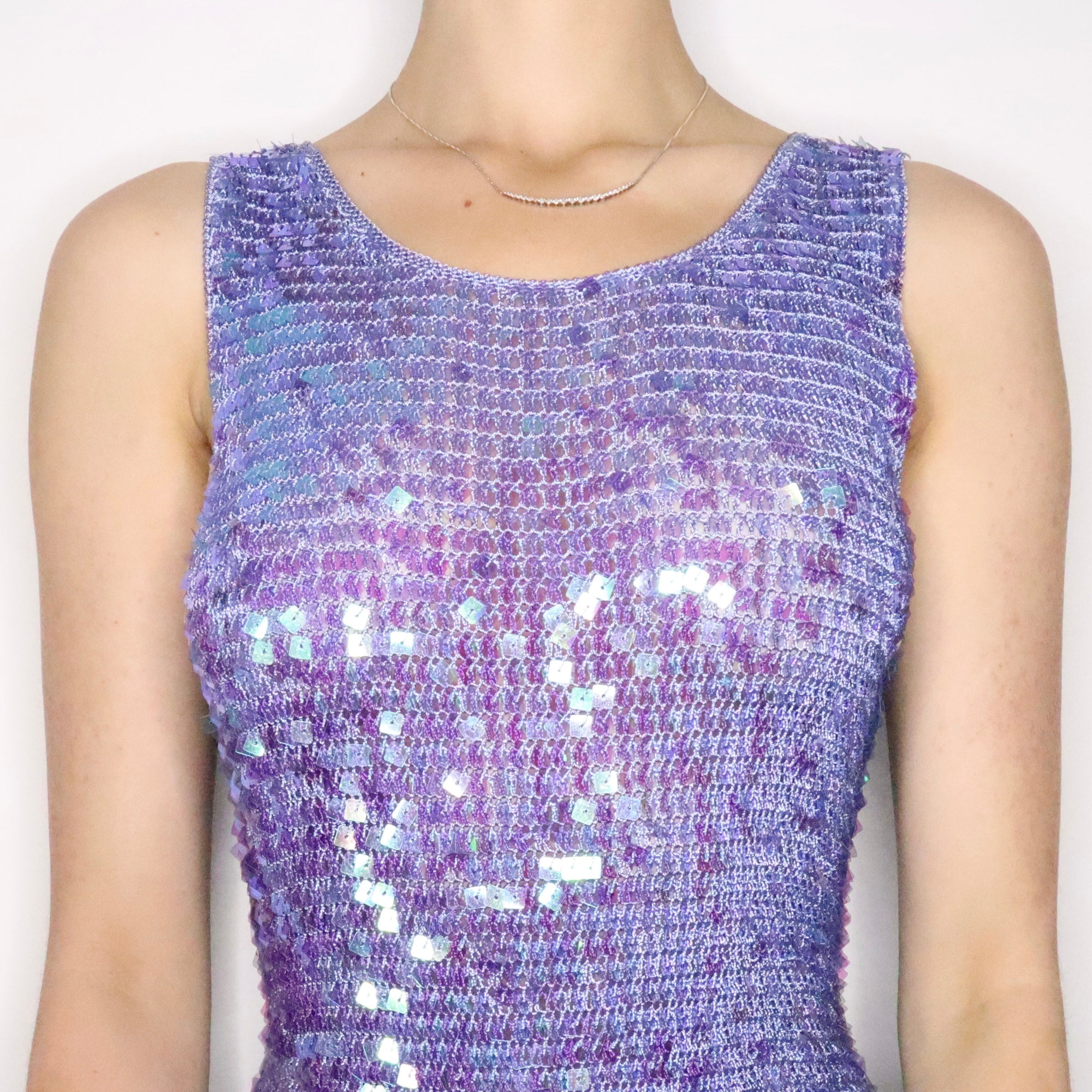 Iridescent Blue Sequin Tank Top (M-L) - Imber Vintage Iridescent Blue Sequin Tank Top (M-L) - Imber Vintage