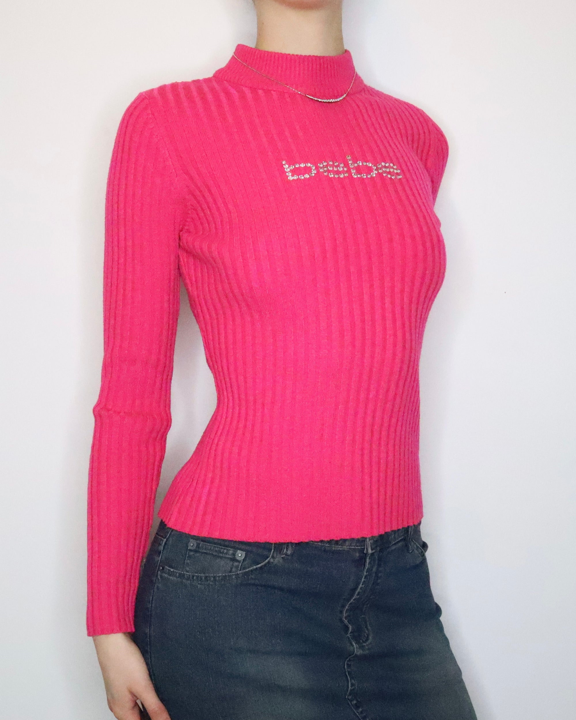 Y2K BEBE Barbie Diamanté Sweater (Medium)