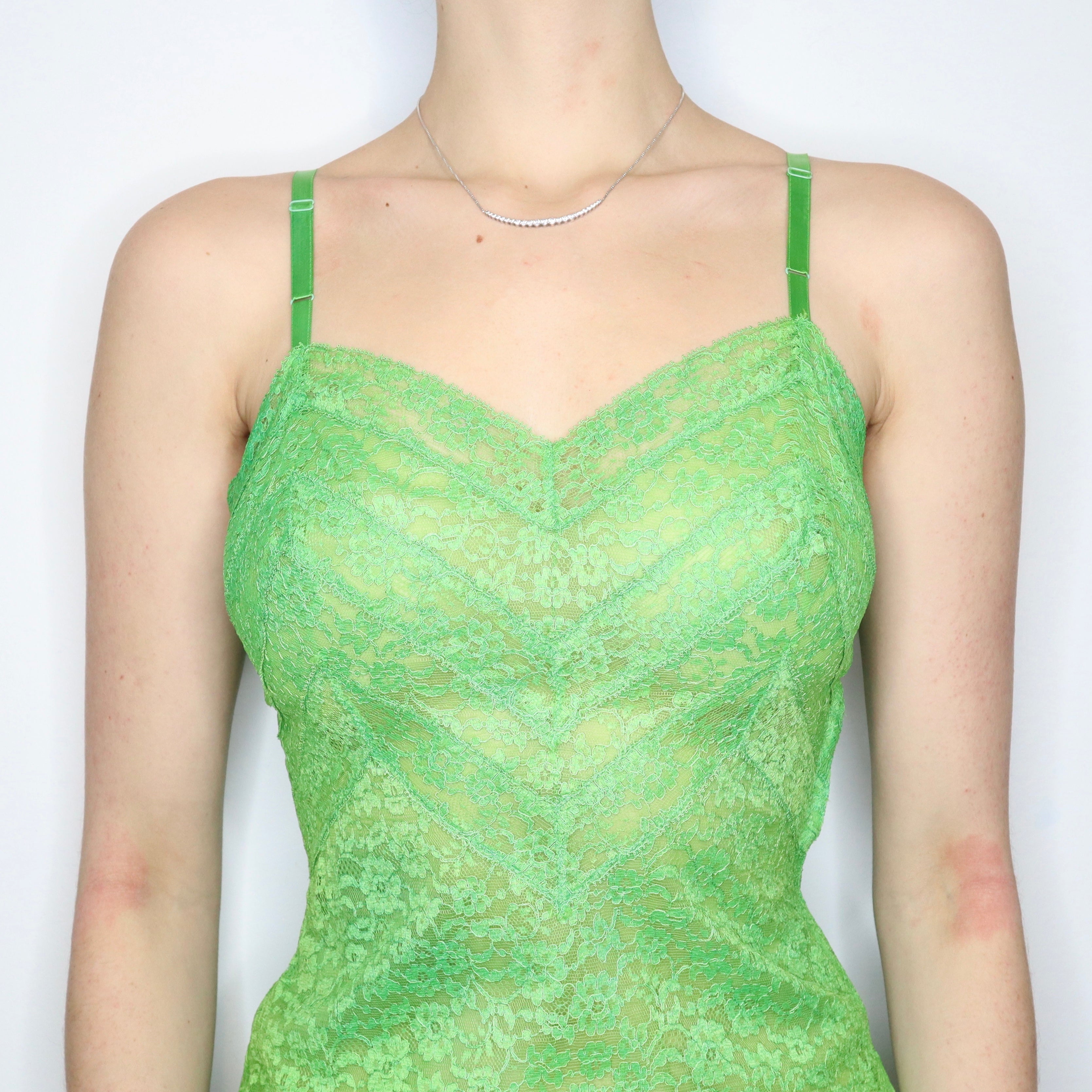 Green Lace Slip Dress Imber Vintage