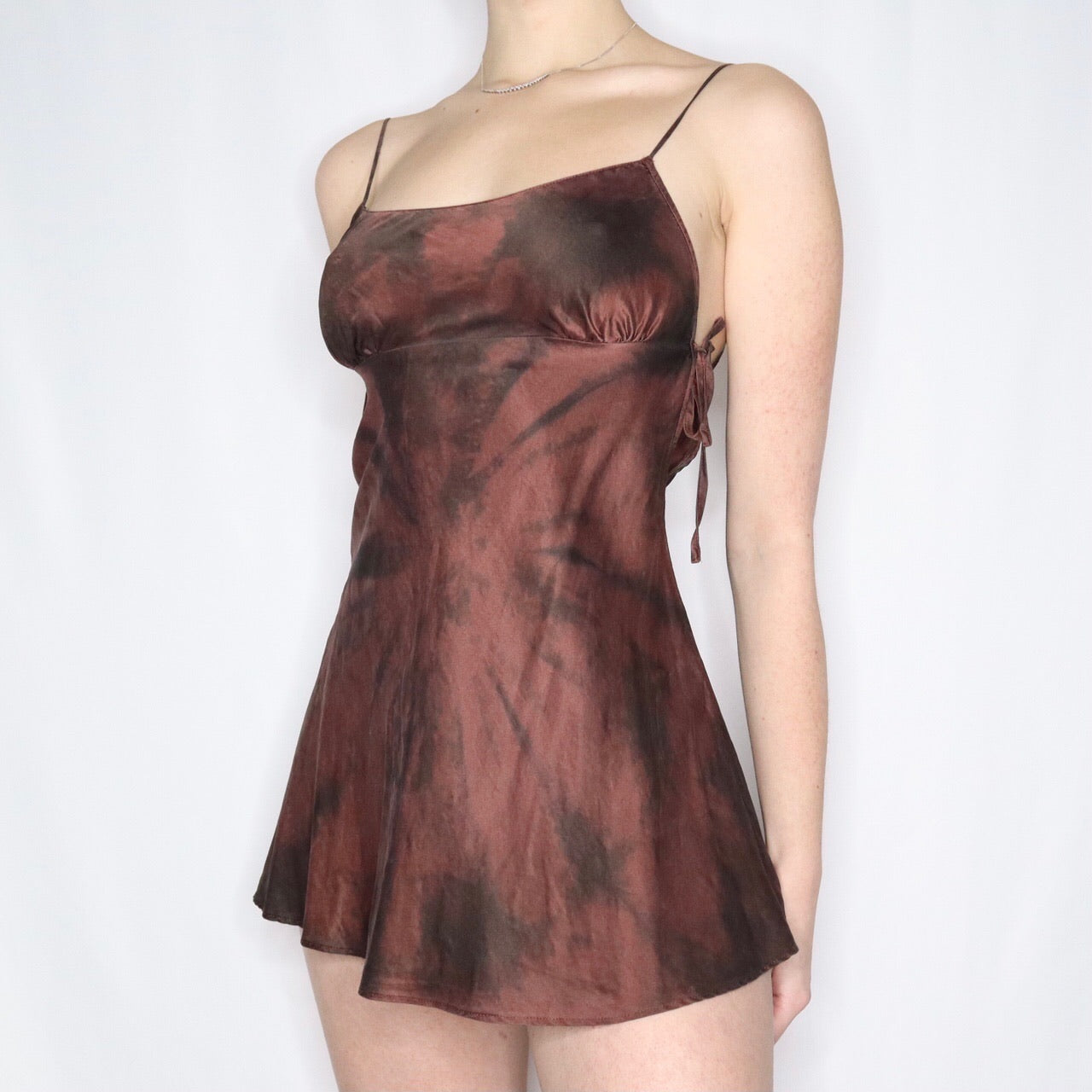 Vintage Y2K Victoria's Secret Brown Tie Dye Silk Slip Dress - Imber Vintage Vintage Y2K Victoria's Secret Brown Tie Dye Silk Slip Dress - Imber Vintage