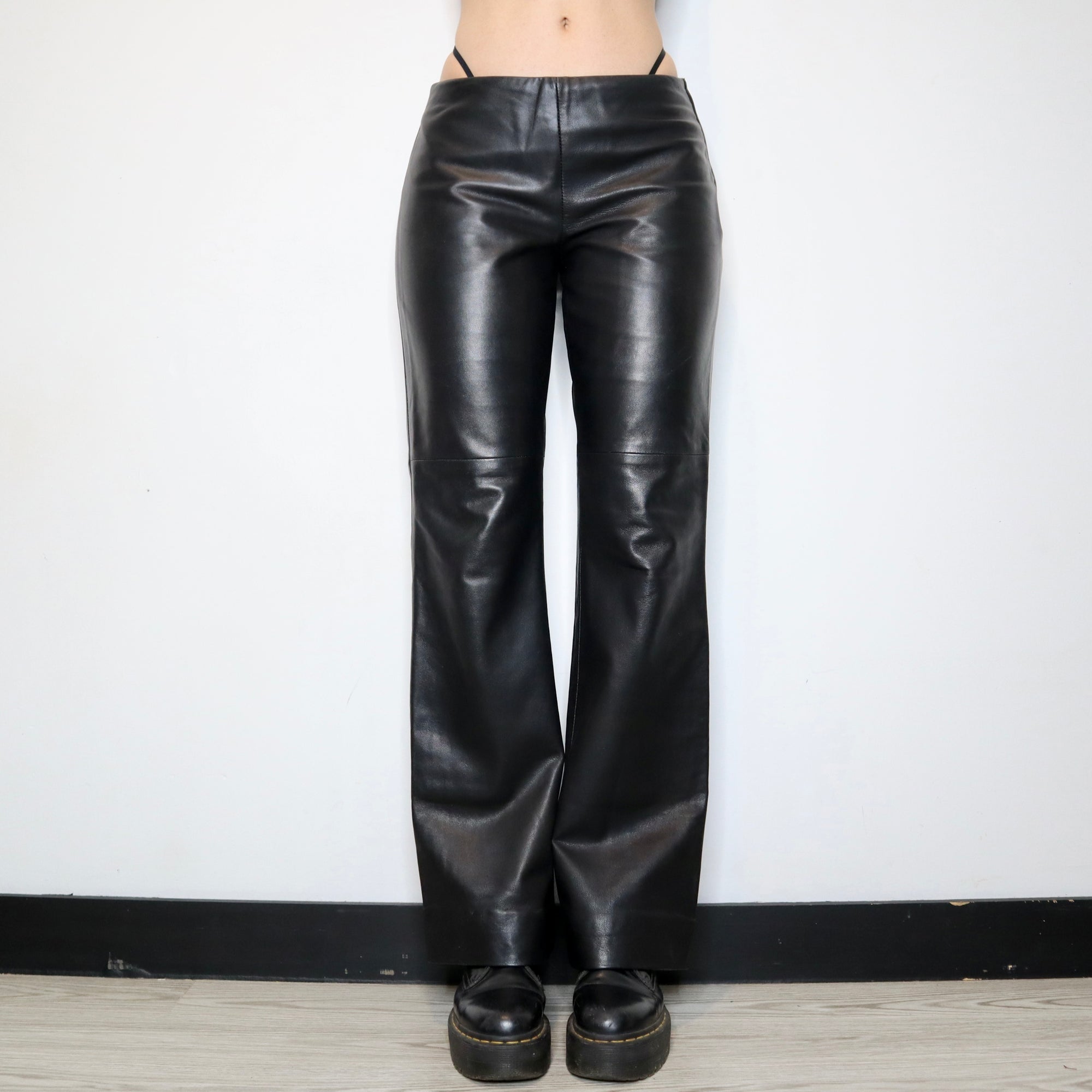 Vintage Y2K Black Genuine Leather Pants