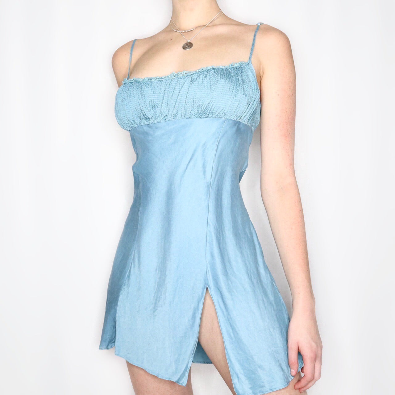 victoria secret slip dress vintage Vintage 90s Victoria's Secret Gold Label Dusty Turquoise Silk Slip Dre