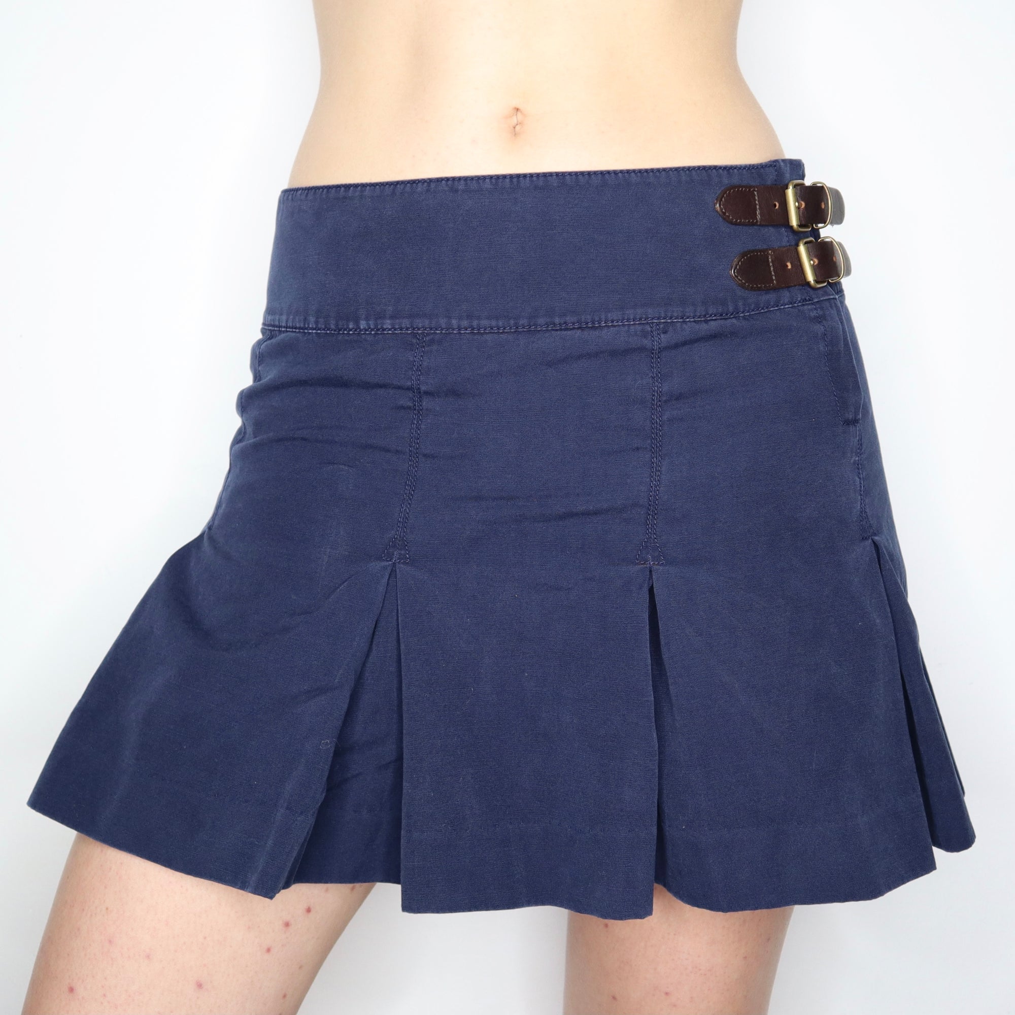 Pleated Navy Mini Skirt