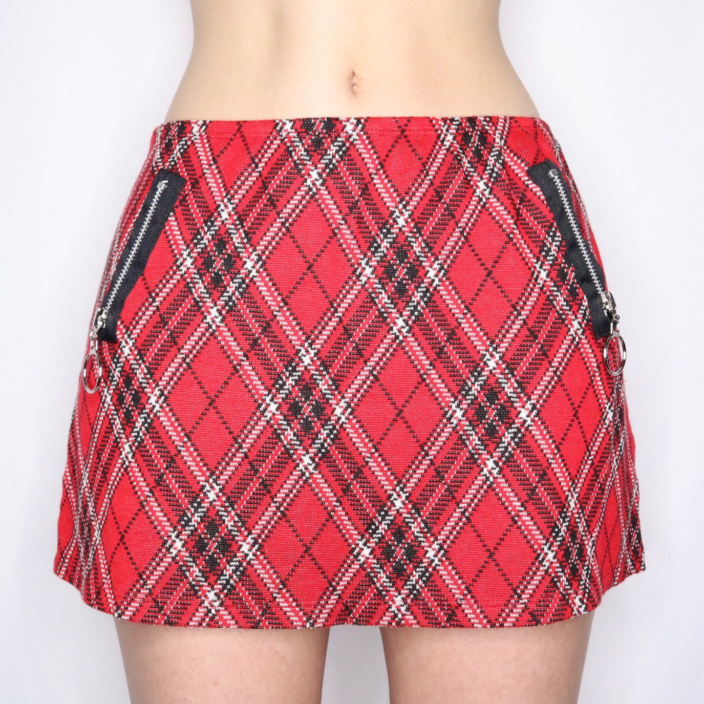 Vintage Y2K Red Plaid Mini Skirt