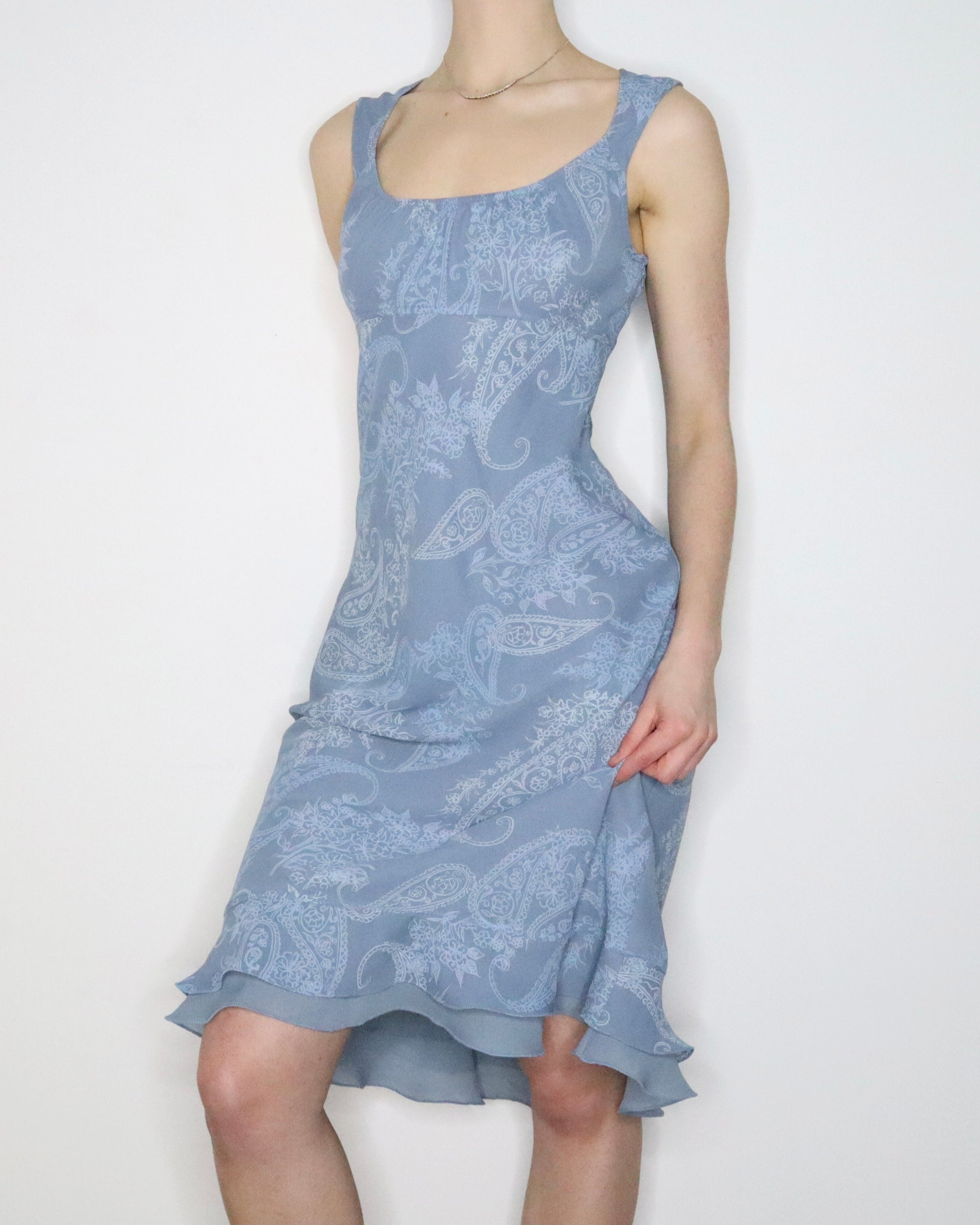 Blue Paisley Midi Dress (Large) 