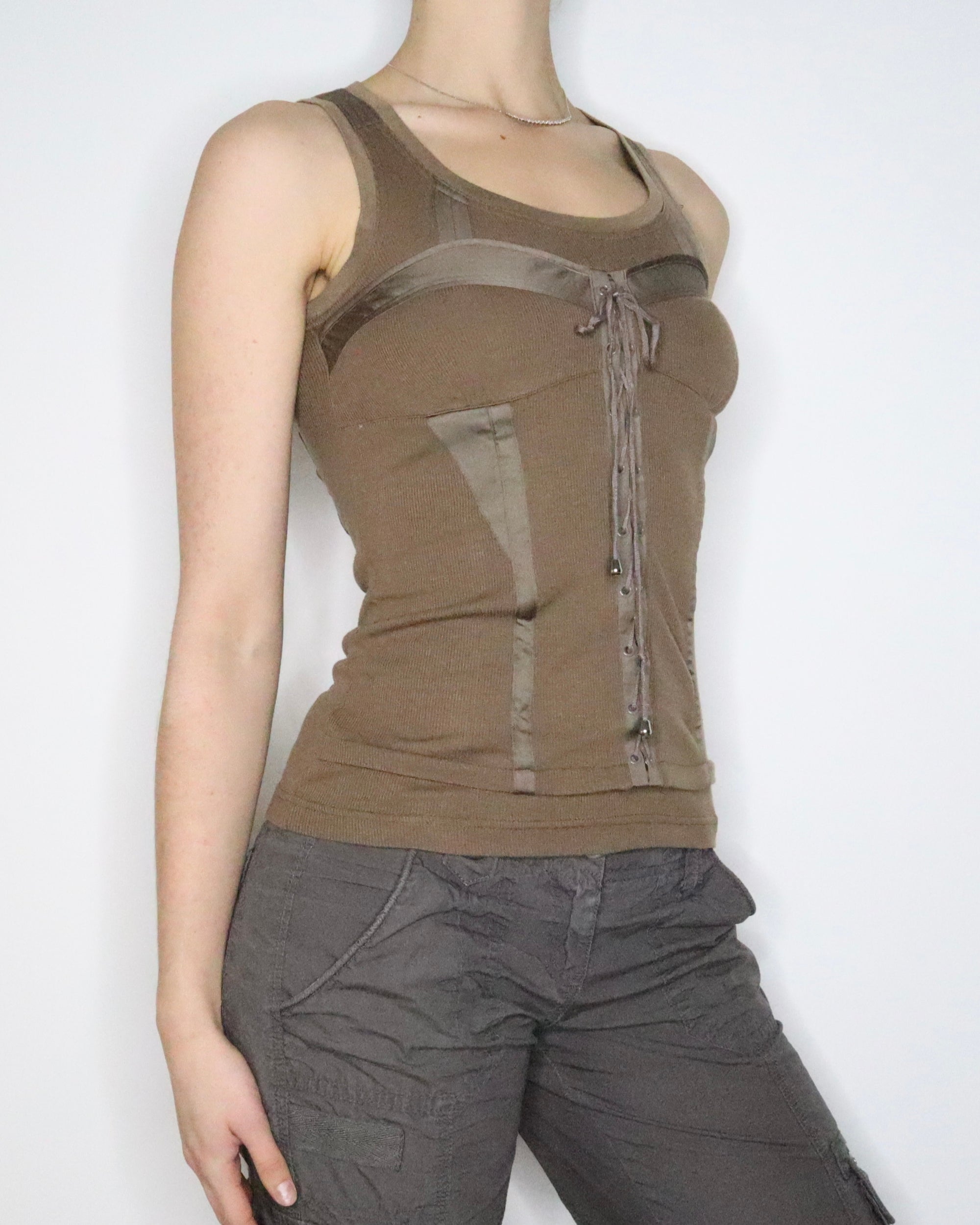 Khaki Corset Tank Top (Small) 