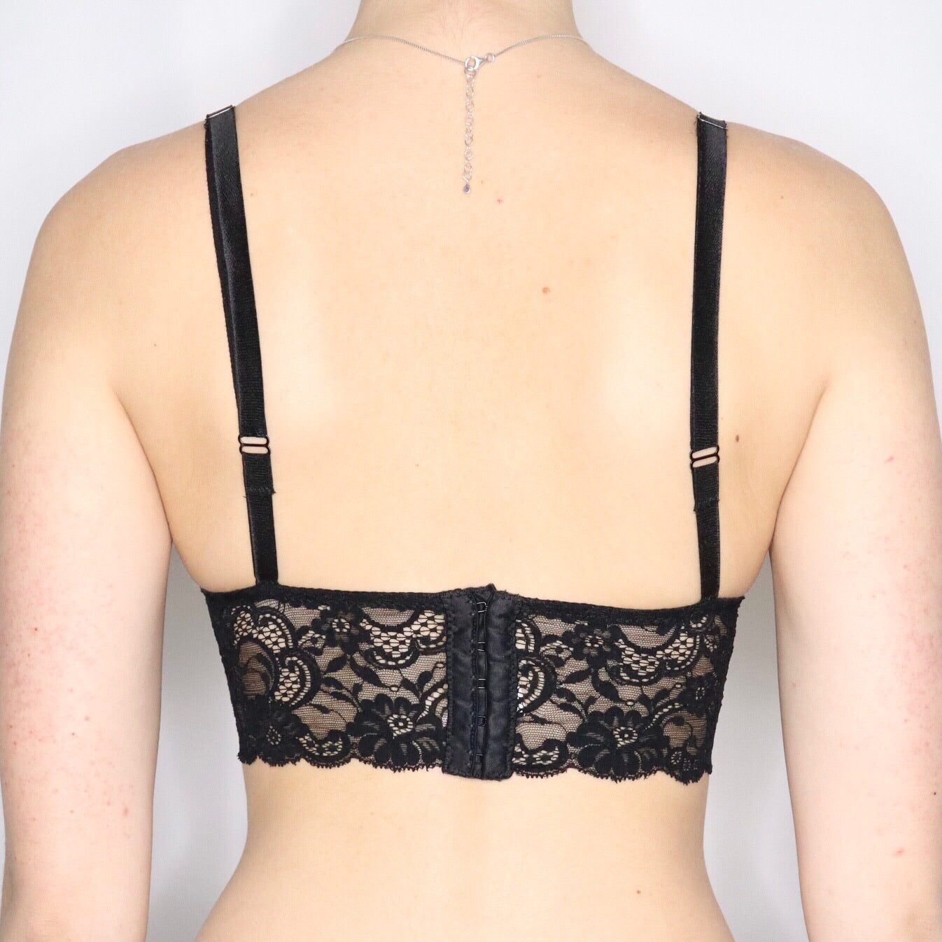 French Vintage 80s Sheer Black Lace Cropped Bustier