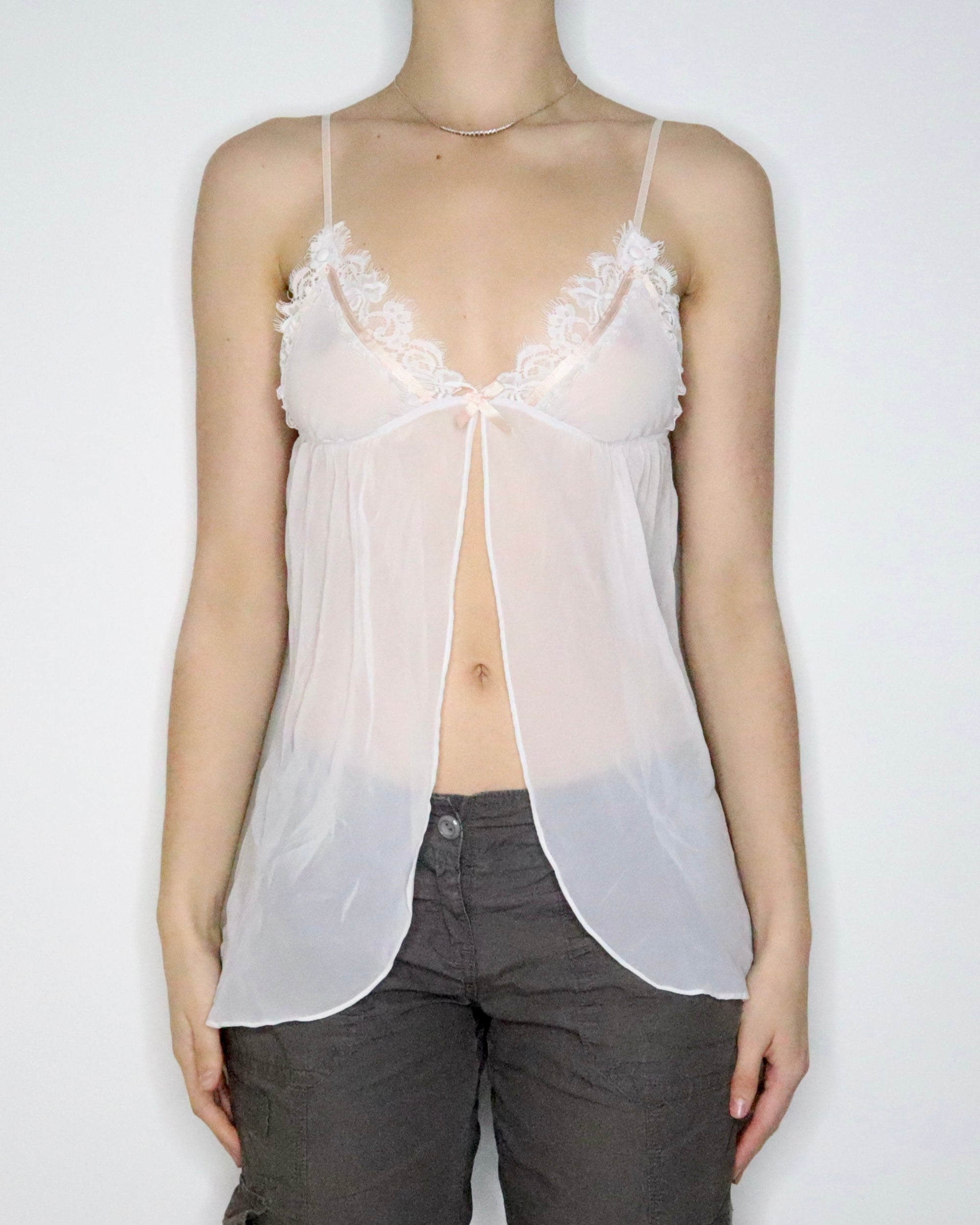 White Chiffon Babydoll Top (S-M) 