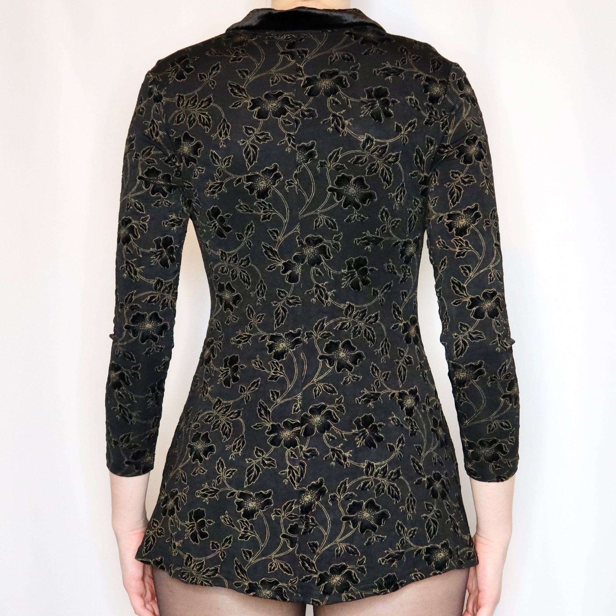 French Vintage 90s Slinky Black Floral Babydoll Dress - Imber Vintage French Vintage 90s Slinky Black Floral Babydoll Dress - Imber Vintage