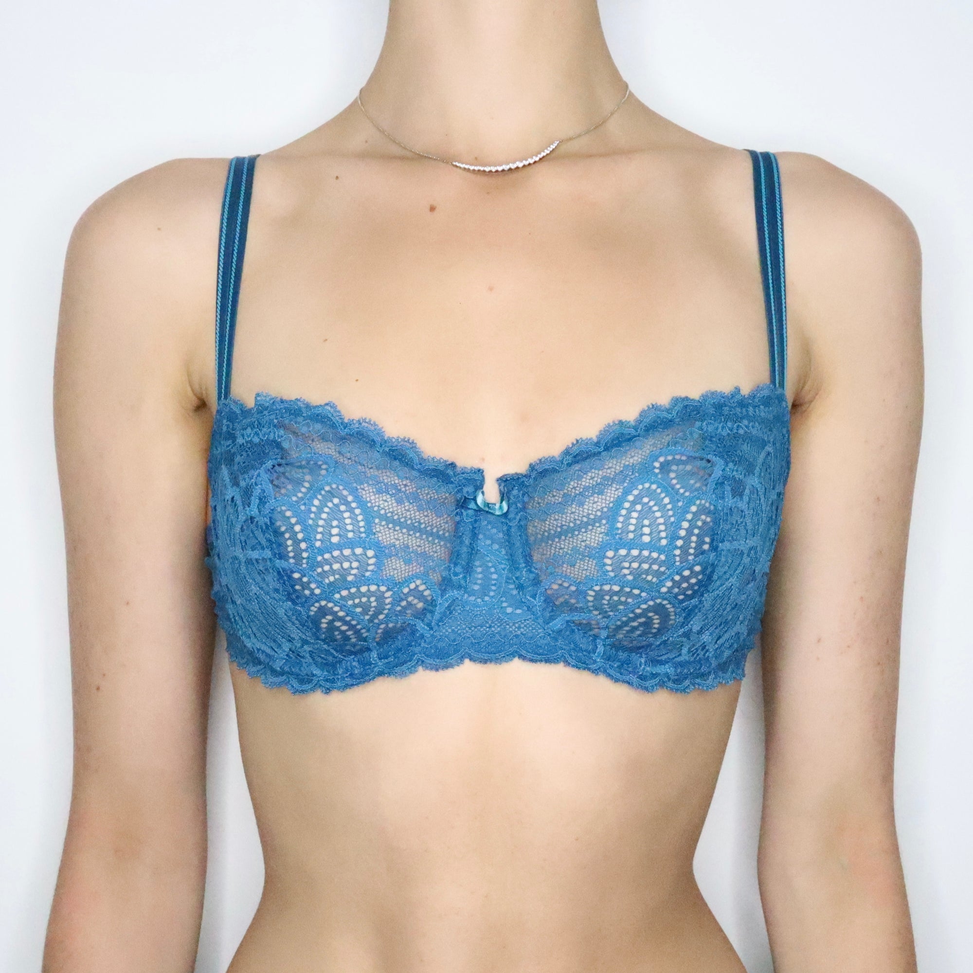 French Teal Lace Bra (34D) - Imber Vintage