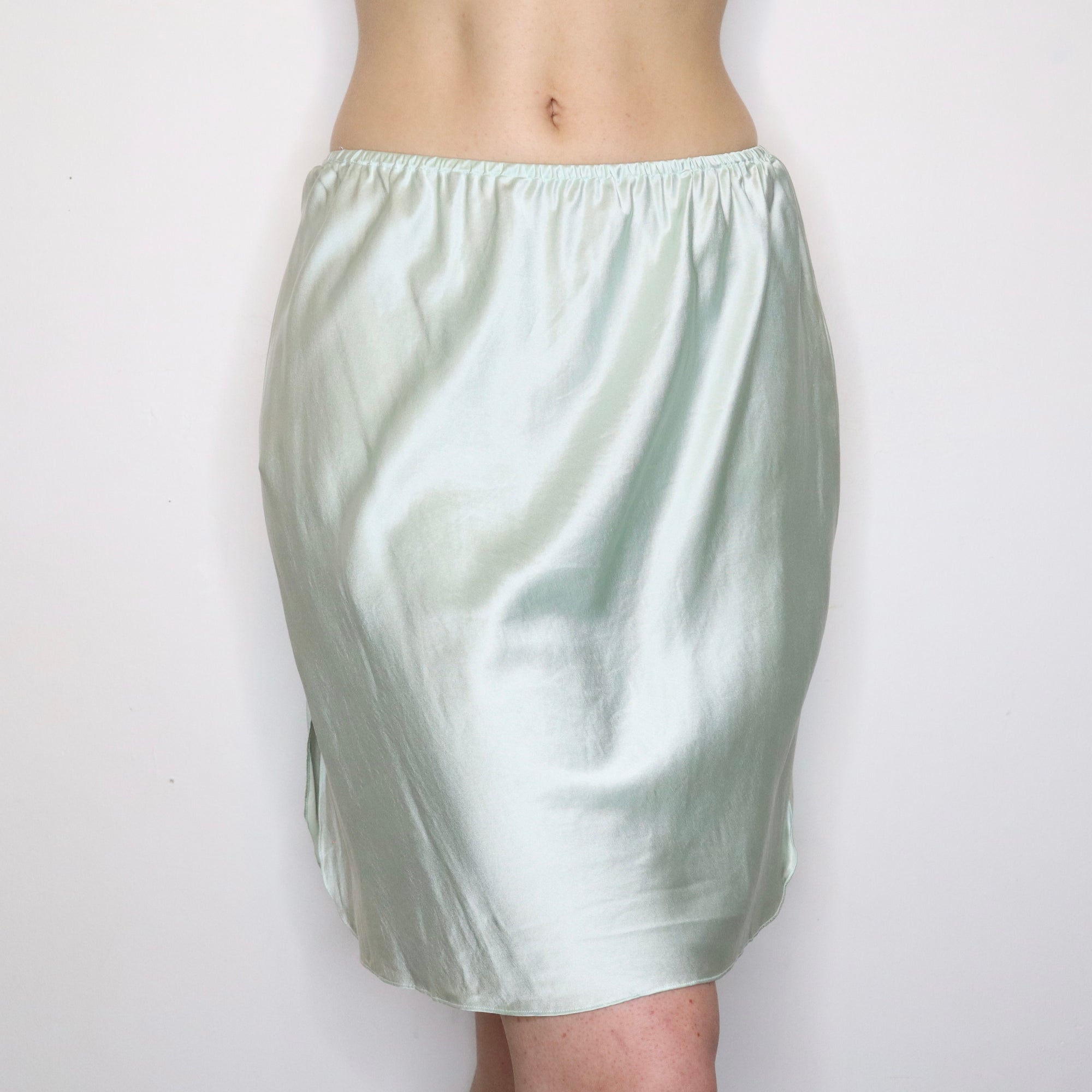 Mint Silk Slip Skirt 