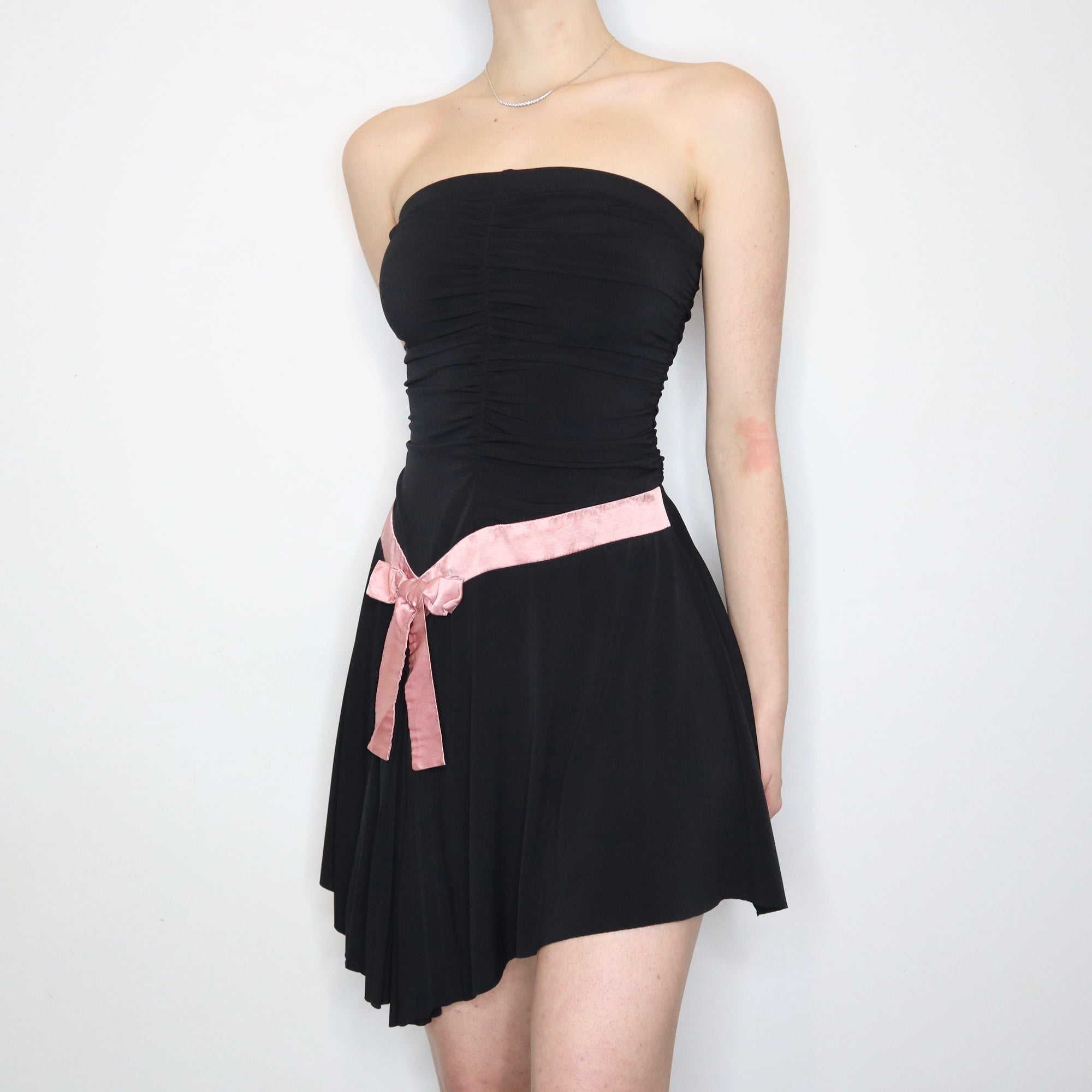 Asymmetrical Black Mini Dress 