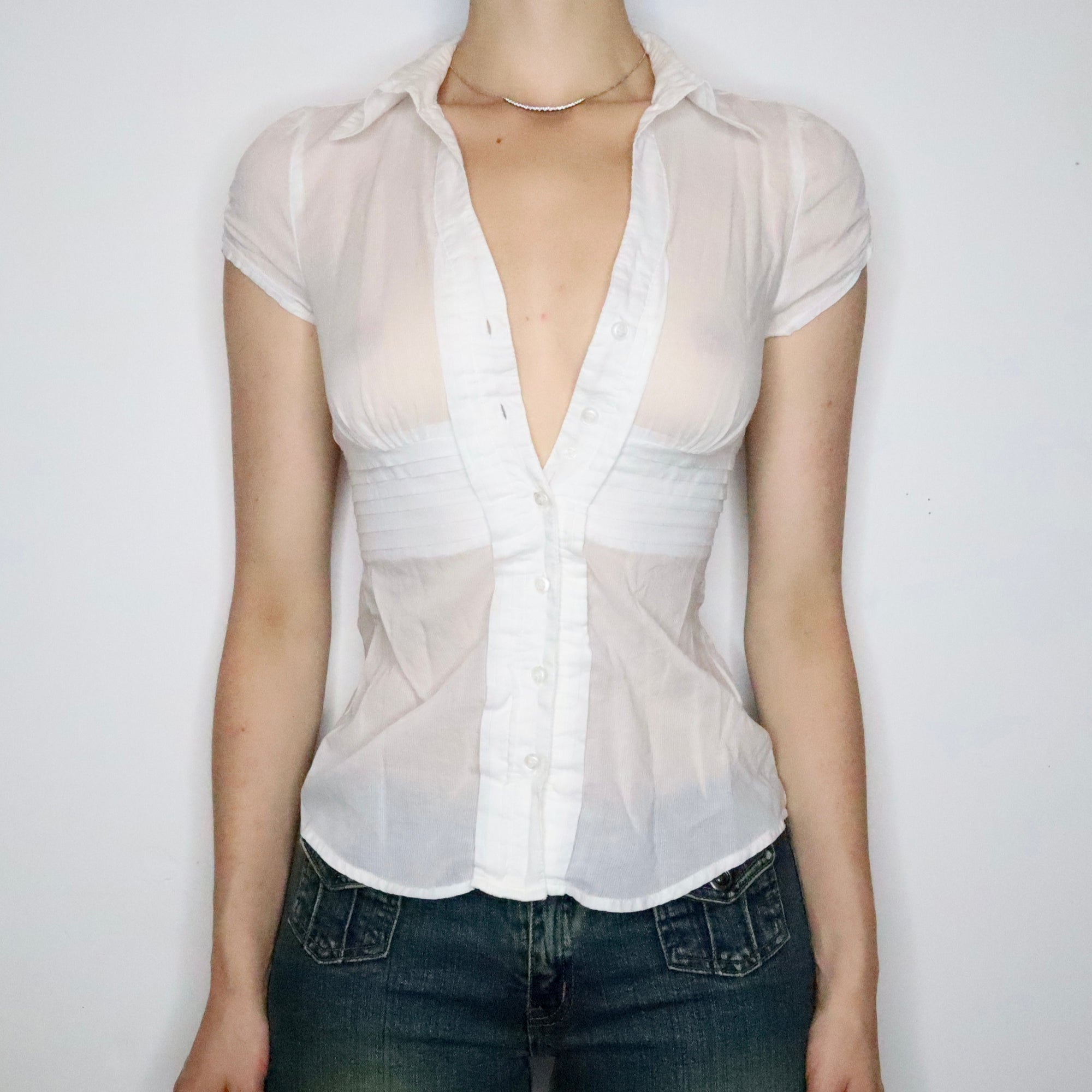 White Button Up Blouse - Imber Vintage