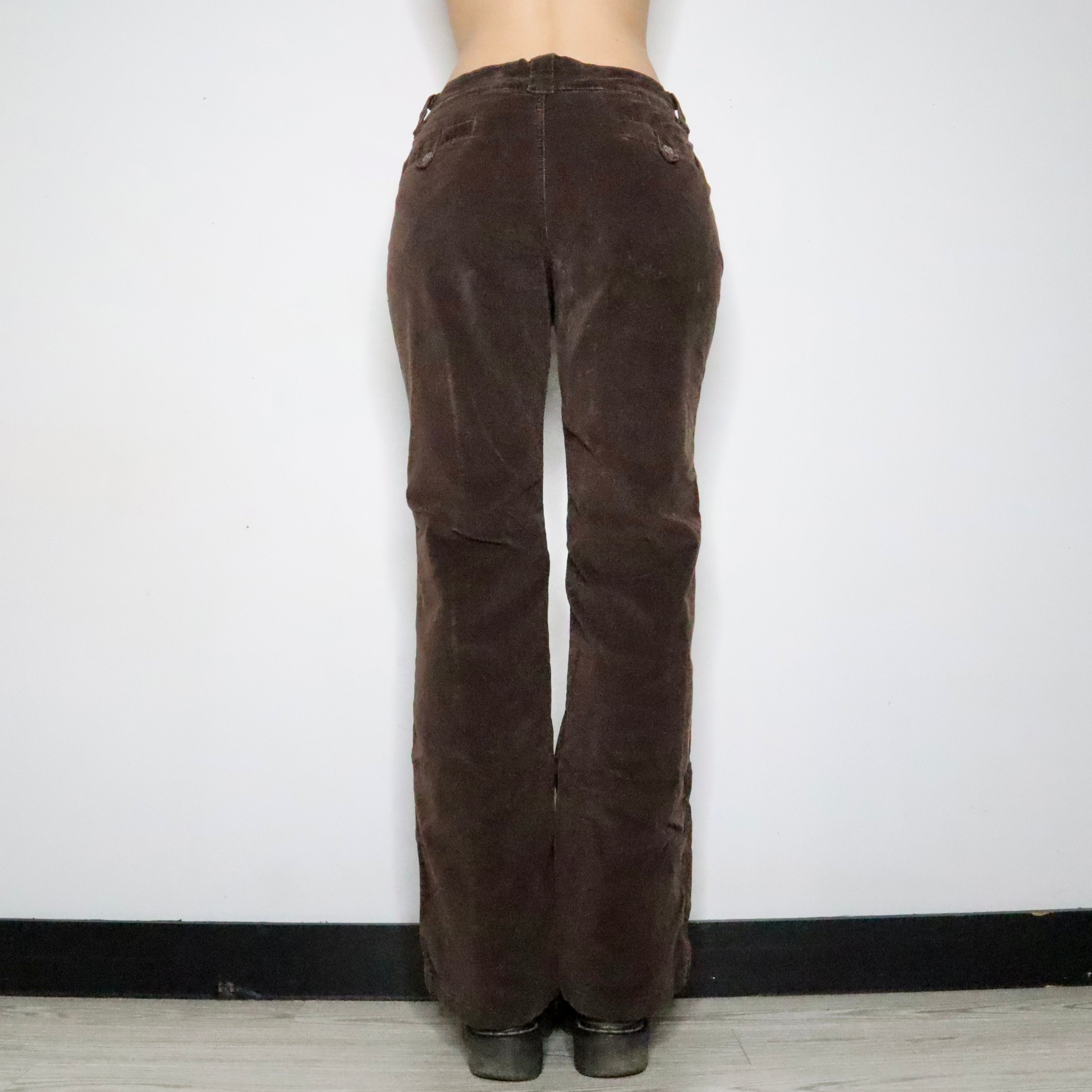 Brown Velvet Flare Pants (Large) - Imber Vintage