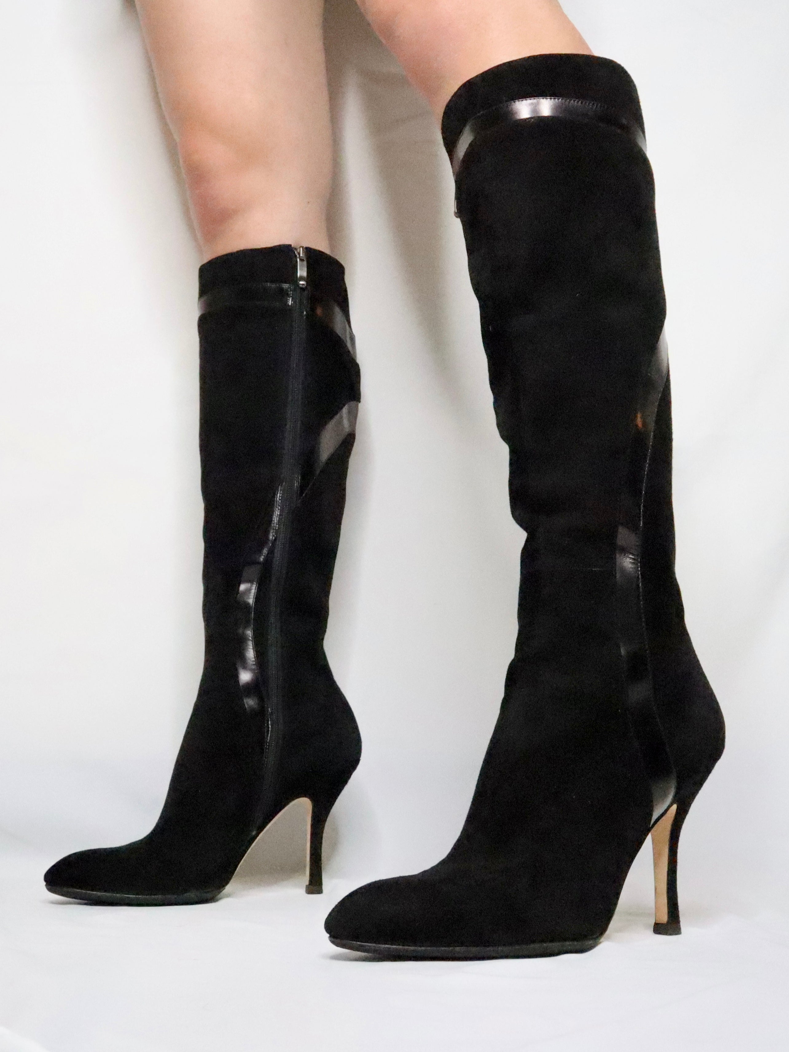 Black Knee High Boots (7 US) - Imber Vintage