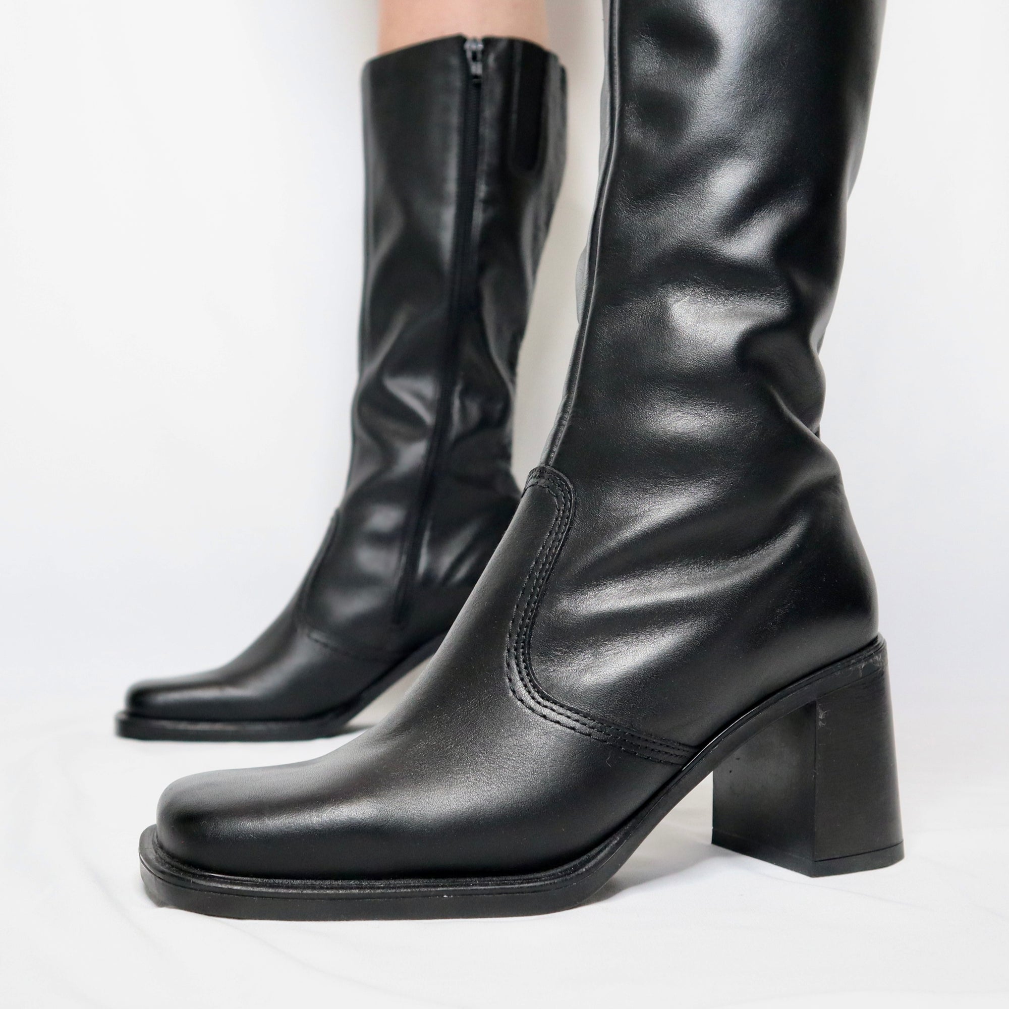 Tall Black Leather Boots 