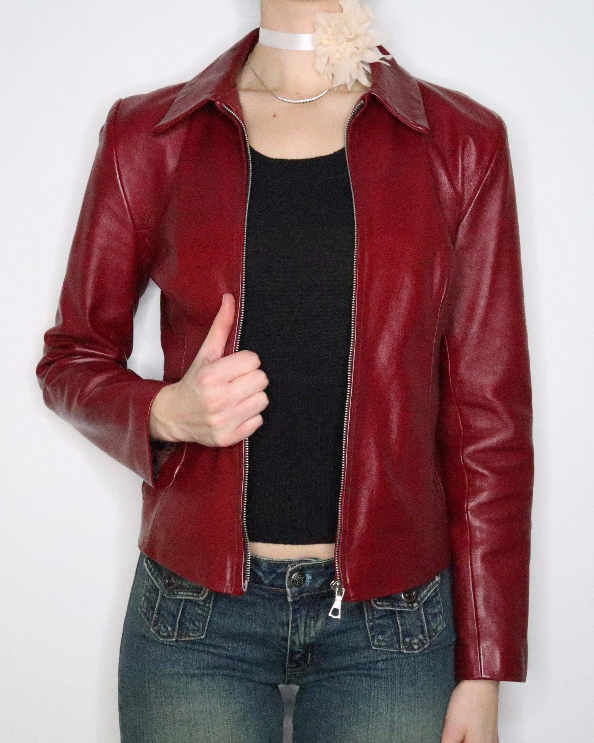 Red Leather Jacket (XS-S) 
