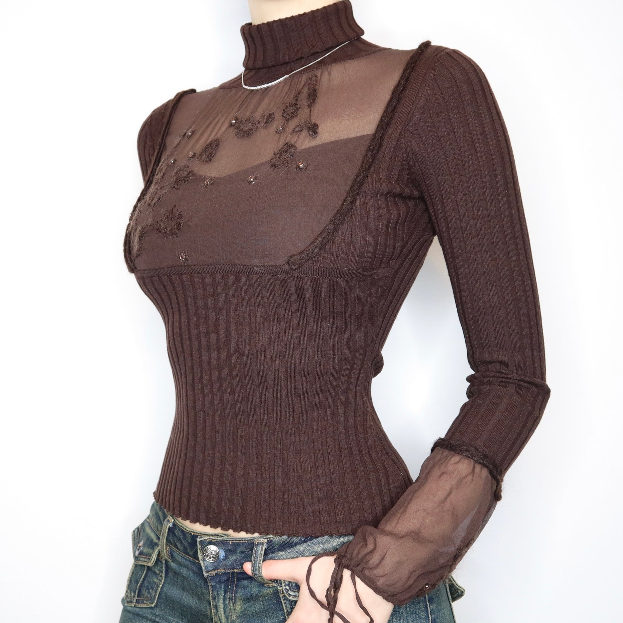 Brown Silk Sweater 