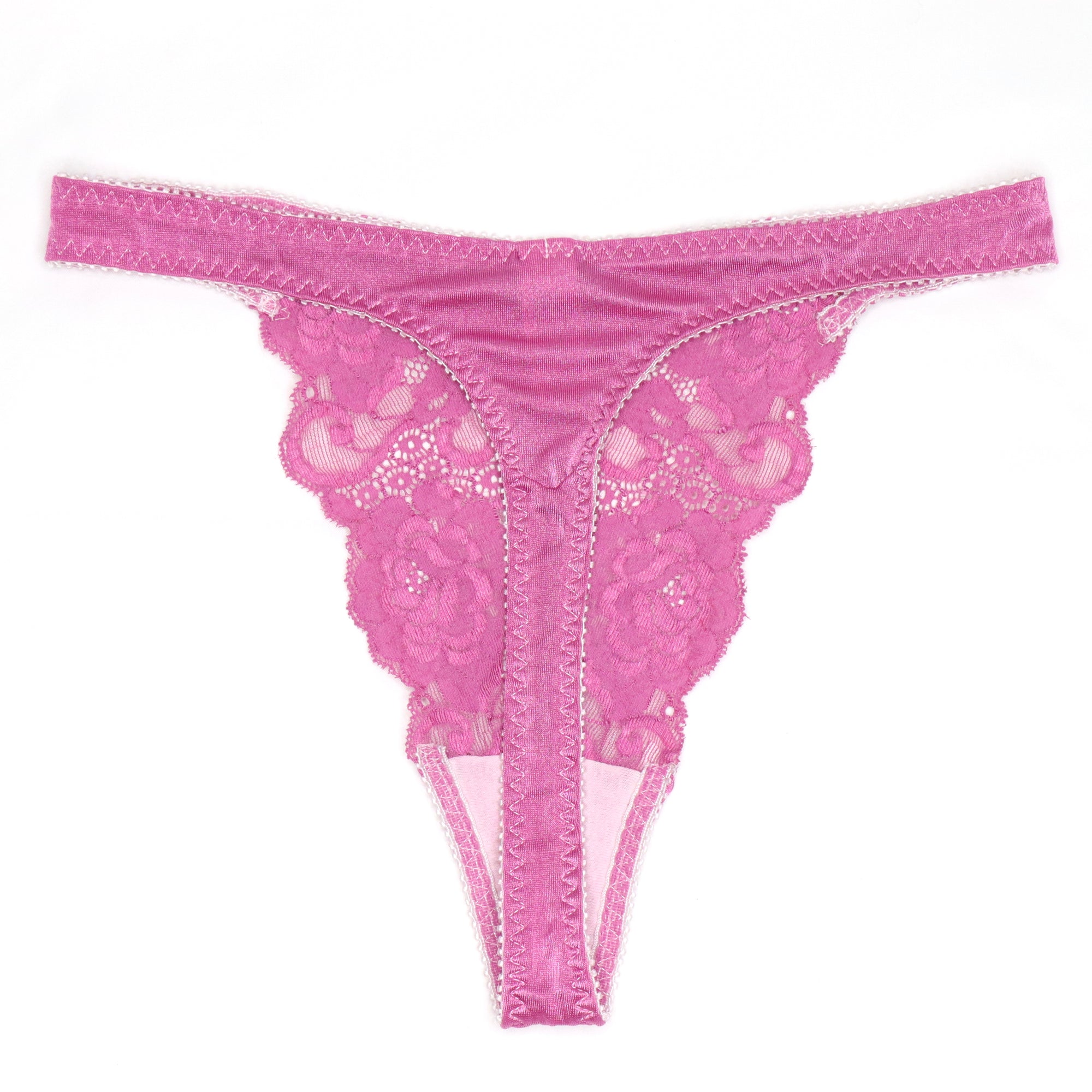 Vintage 90s Christian Dior Hand Dyed Berry Pink Lace Thong Panties