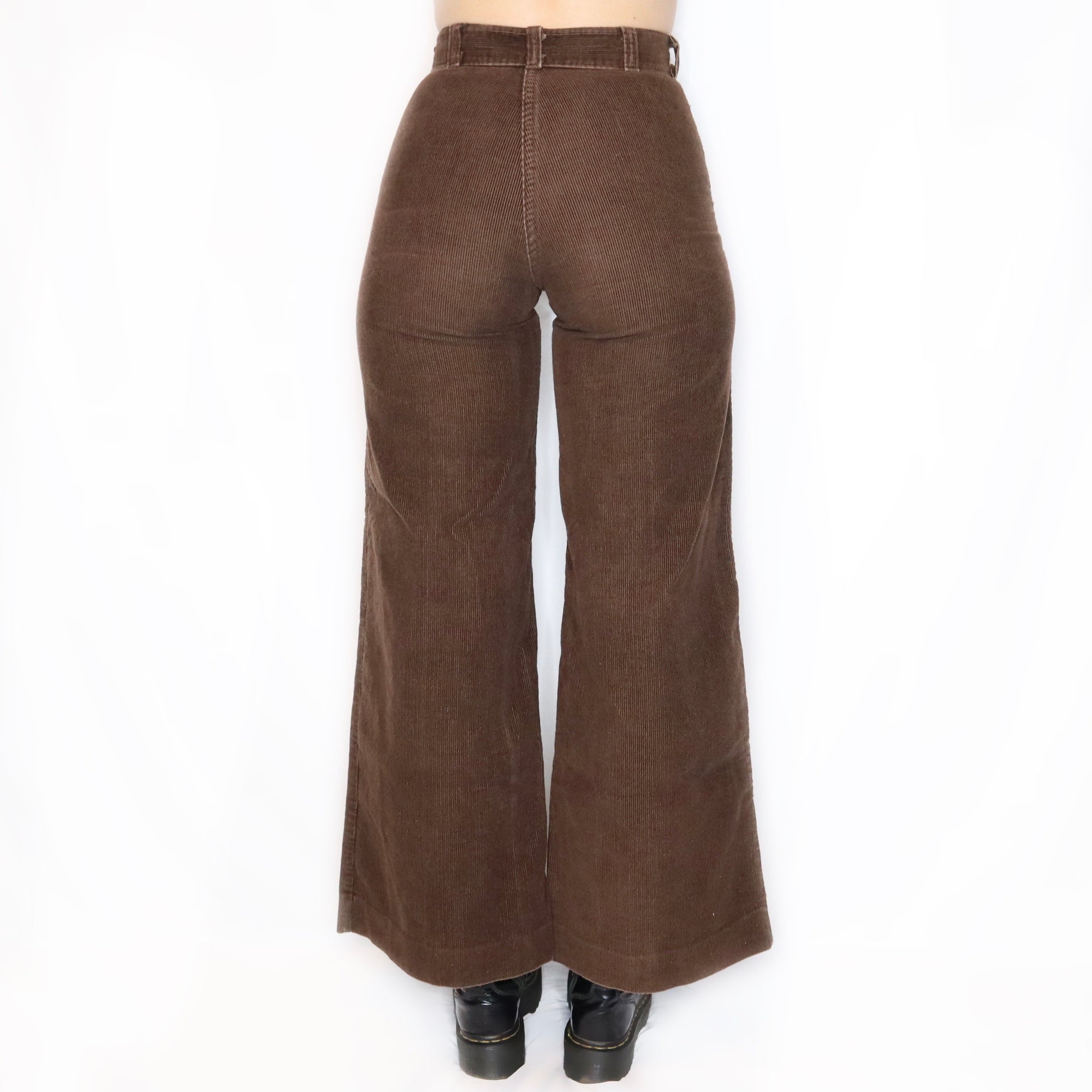 Rare Vintage 70s Brown Corduroy High Waisted Bell Bottom Pants