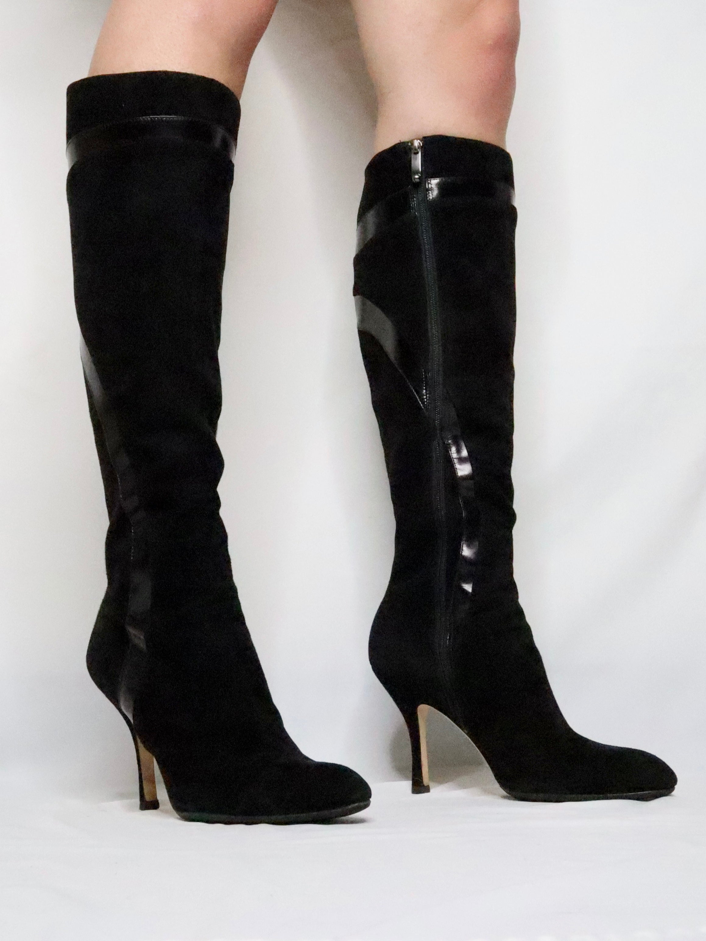 Black Knee High Leather Boots (8 US)