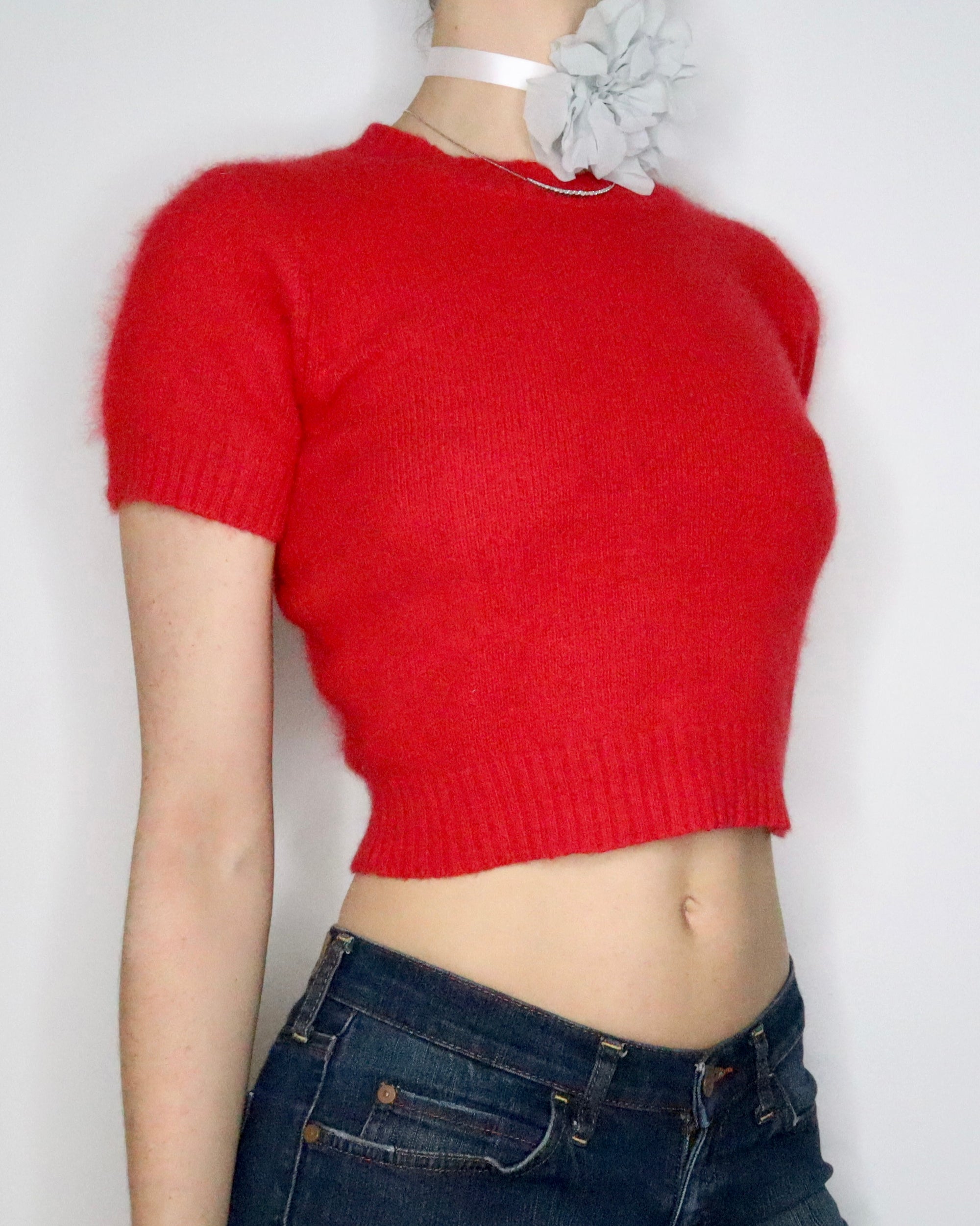 Fuzzy Red Angora Sweater (Small) 